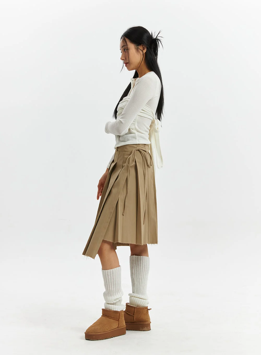 Knotted Wrap Mid-Pleated Skirt CD319 - Image 3