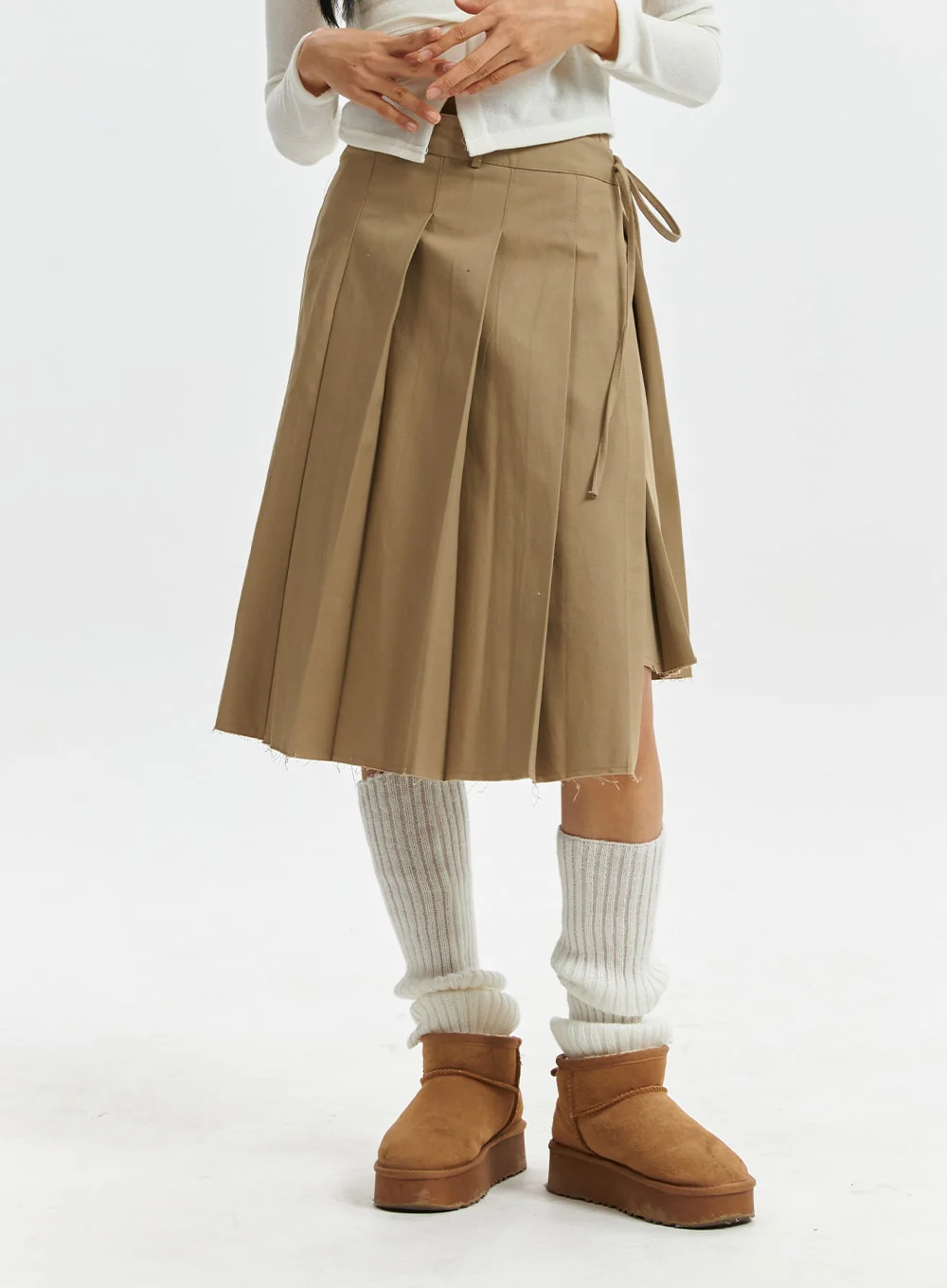 Knotted Wrap Mid-Pleated Skirt CD319 - Image 4