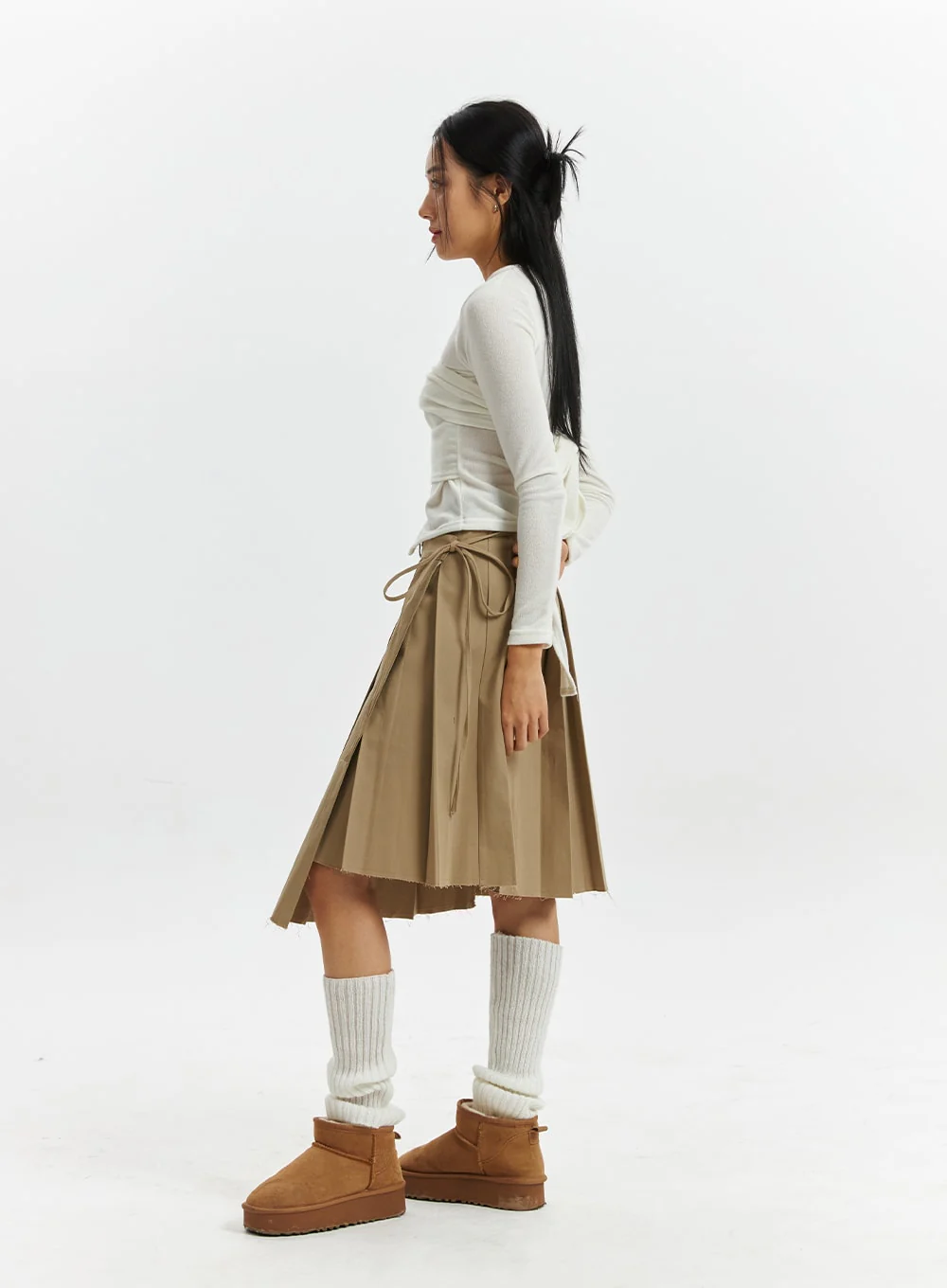 Knotted Wrap Mid-Pleated Skirt CD319 - Image 6