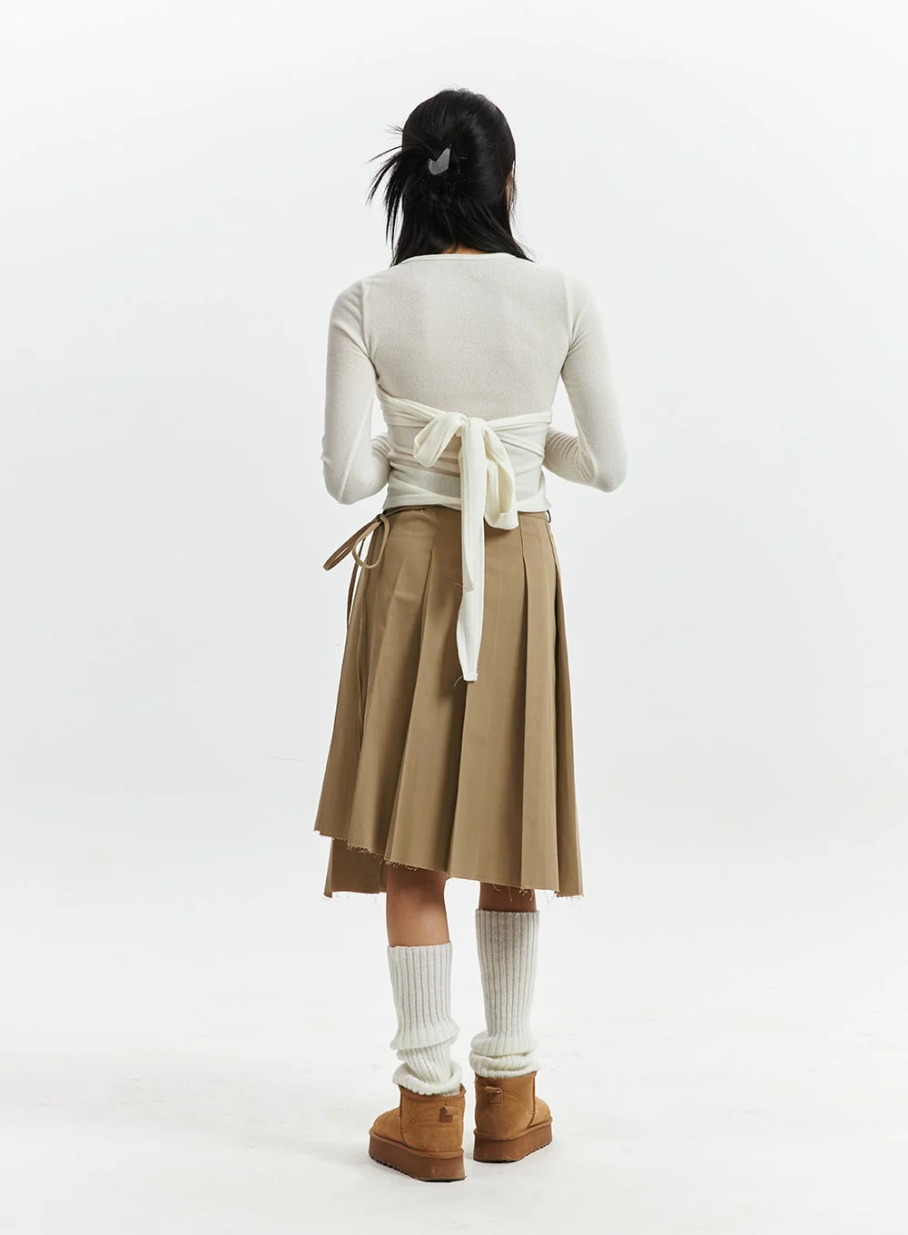 Knotted Wrap Mid-Pleated Skirt CD319 - Image 7