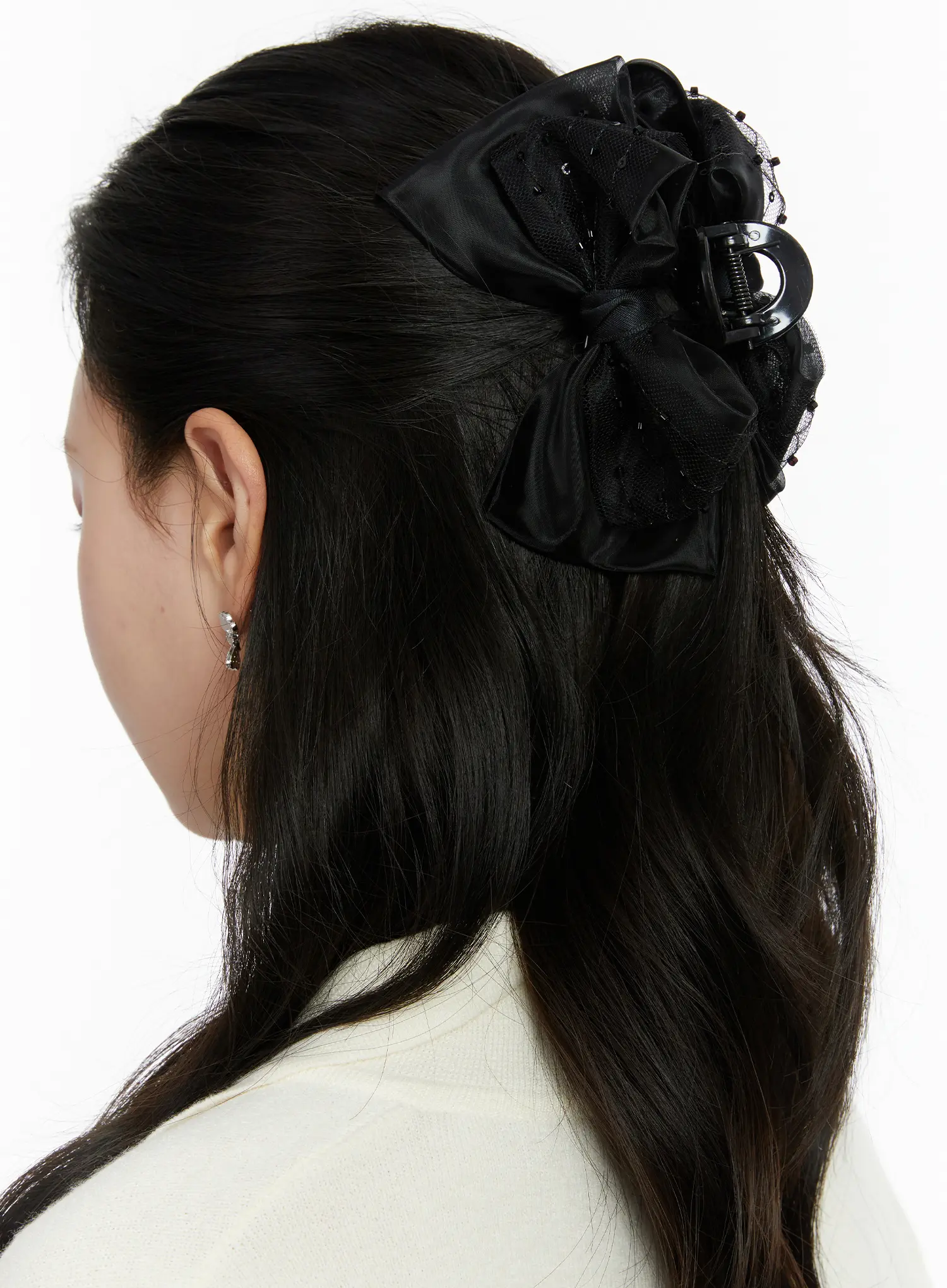 Lace Beads Bow Claw Clip F502