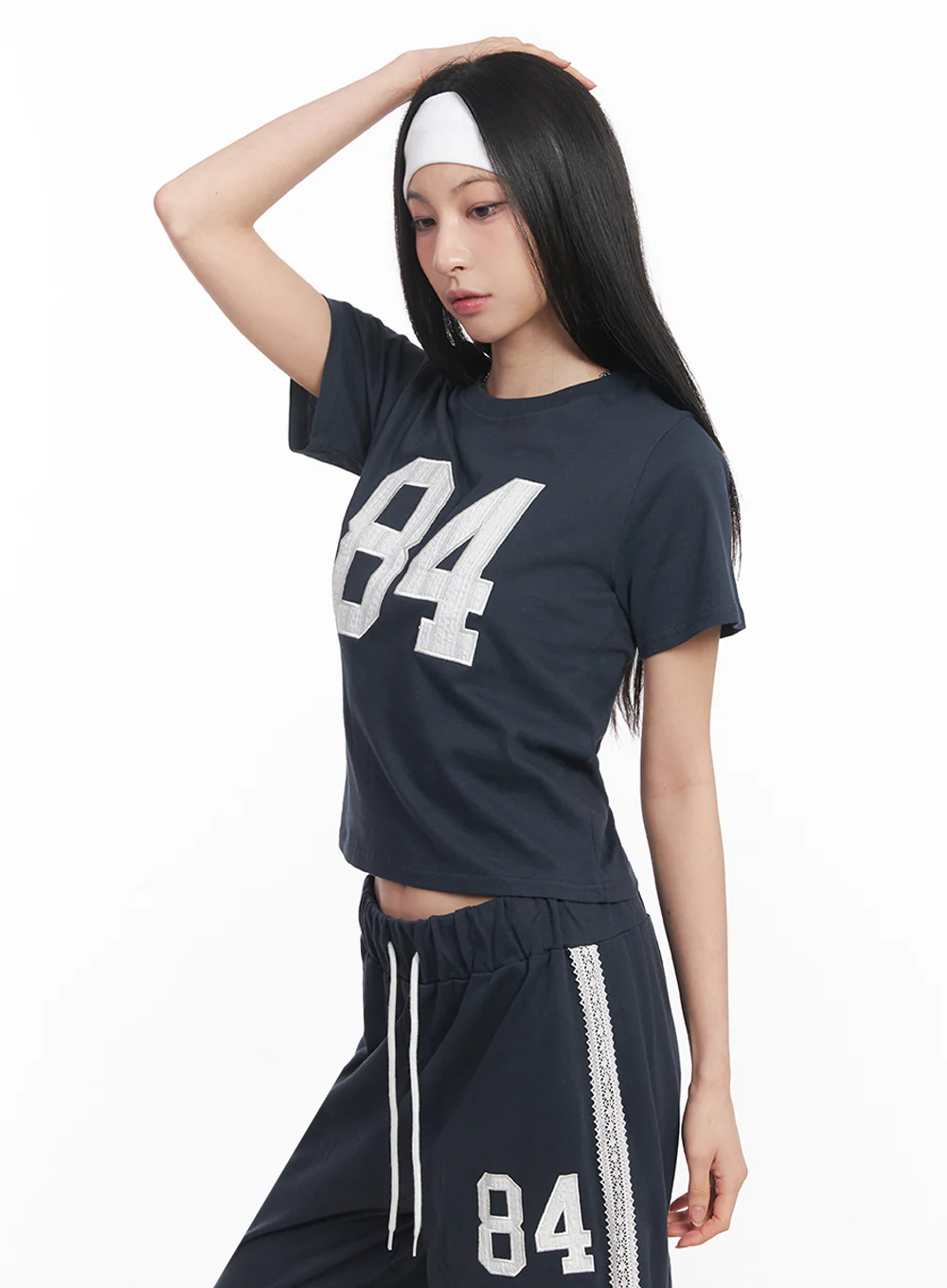 Lace Embroidered "84" Graphic Tee IY516 - Image 8