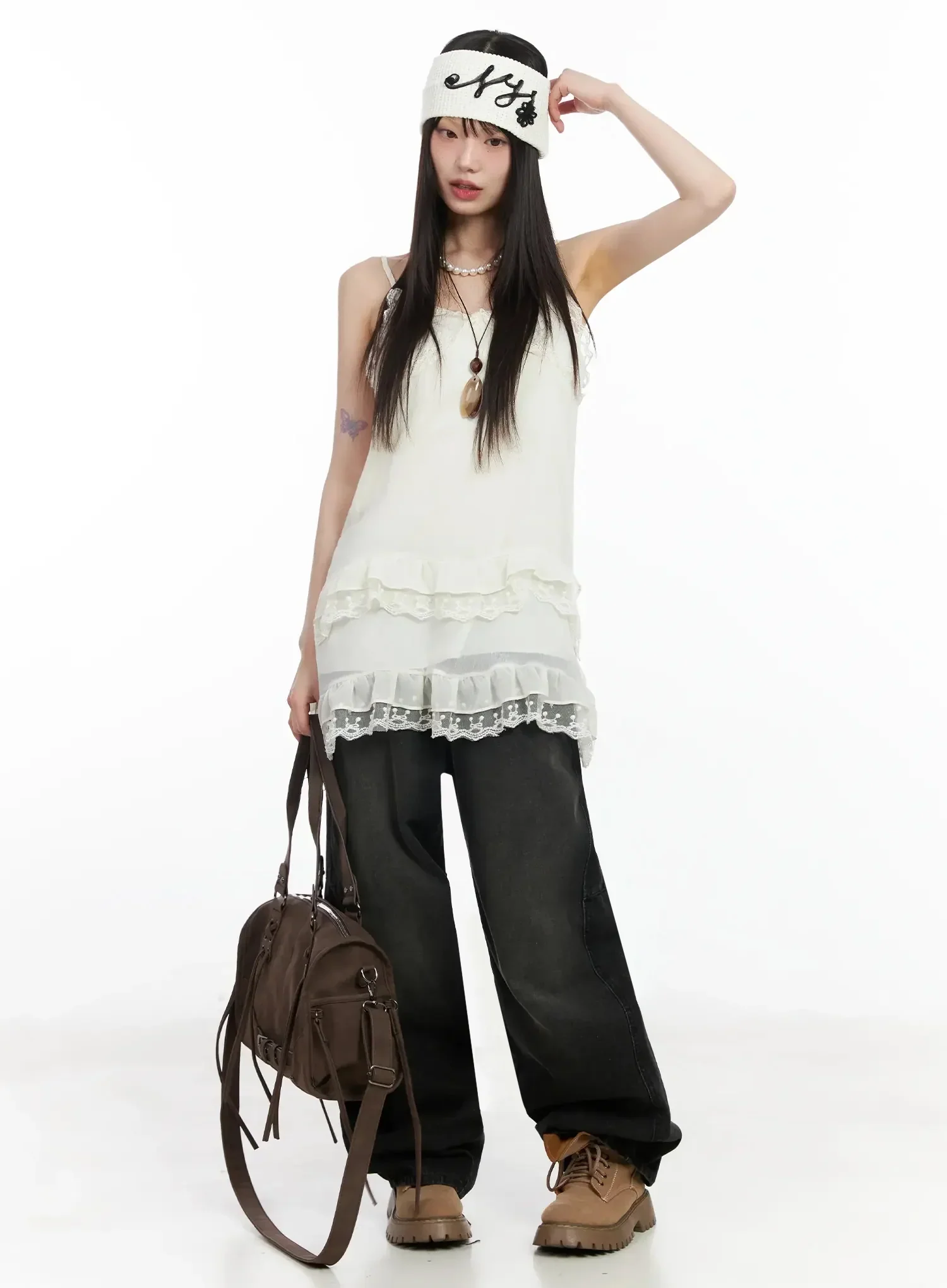 Lace Frill Long Tank Top IM530 - Image 5