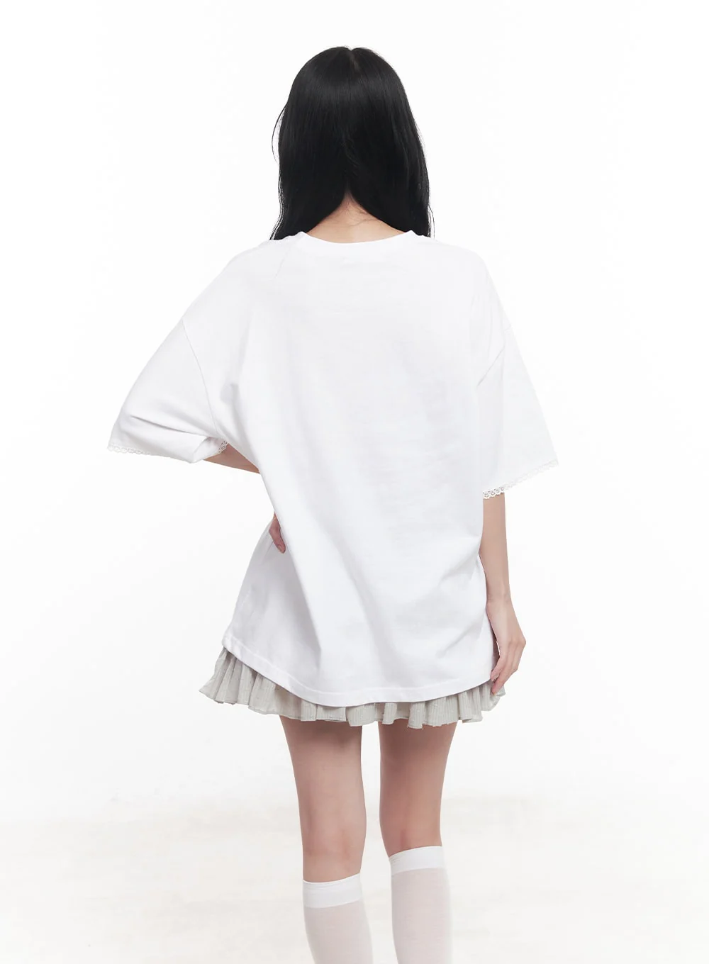 Lace Graphic Oversize T-Shirt CY526 - Image 4