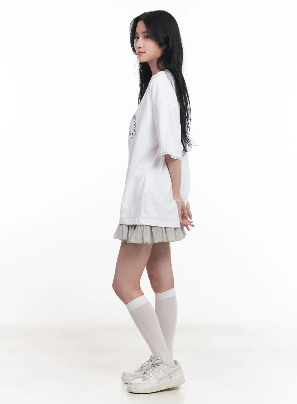 Lace Graphic Oversize T-Shirt CY526 - Image 6