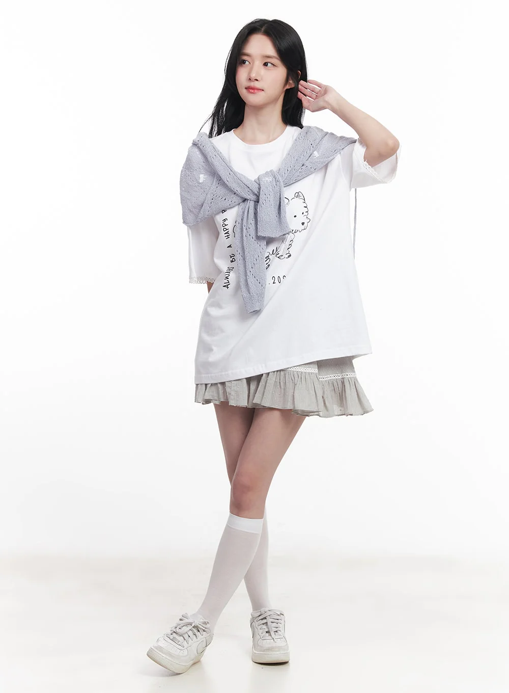 Lace Graphic Oversize T-Shirt CY526 - Image 8
