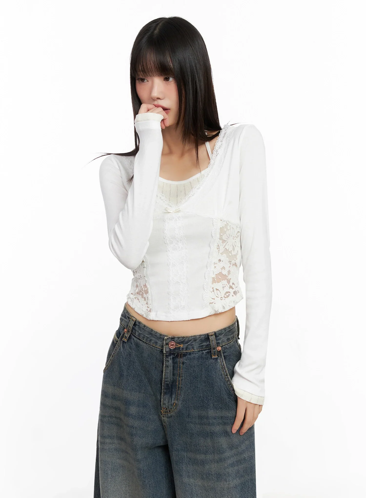 Lace Halter Long Sleeve Top IN503 - Image 6