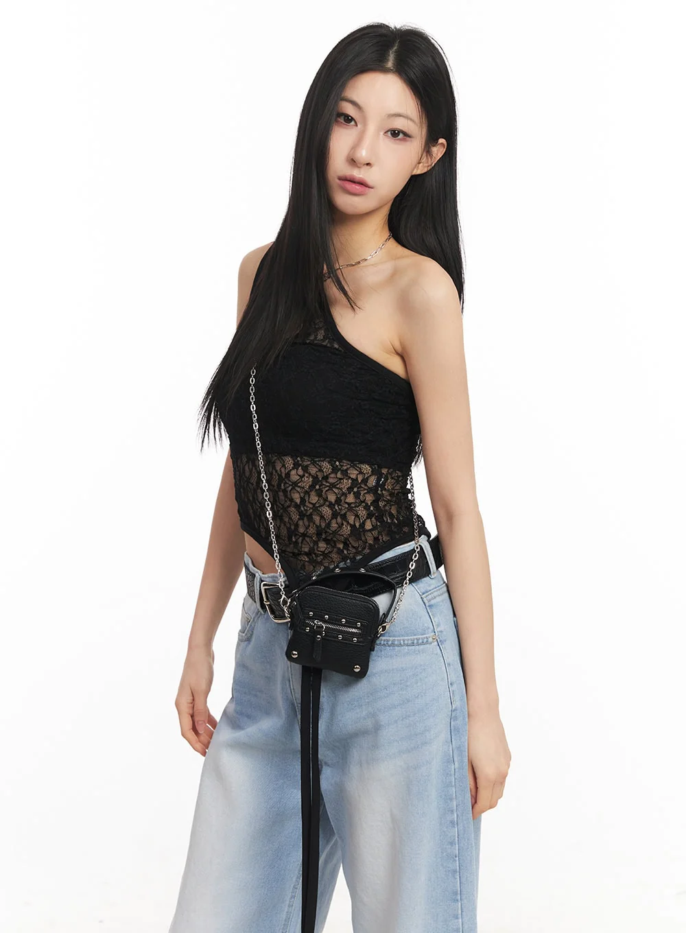 Lace Mesh Asymmetric Tank Top CA516 - Image 12