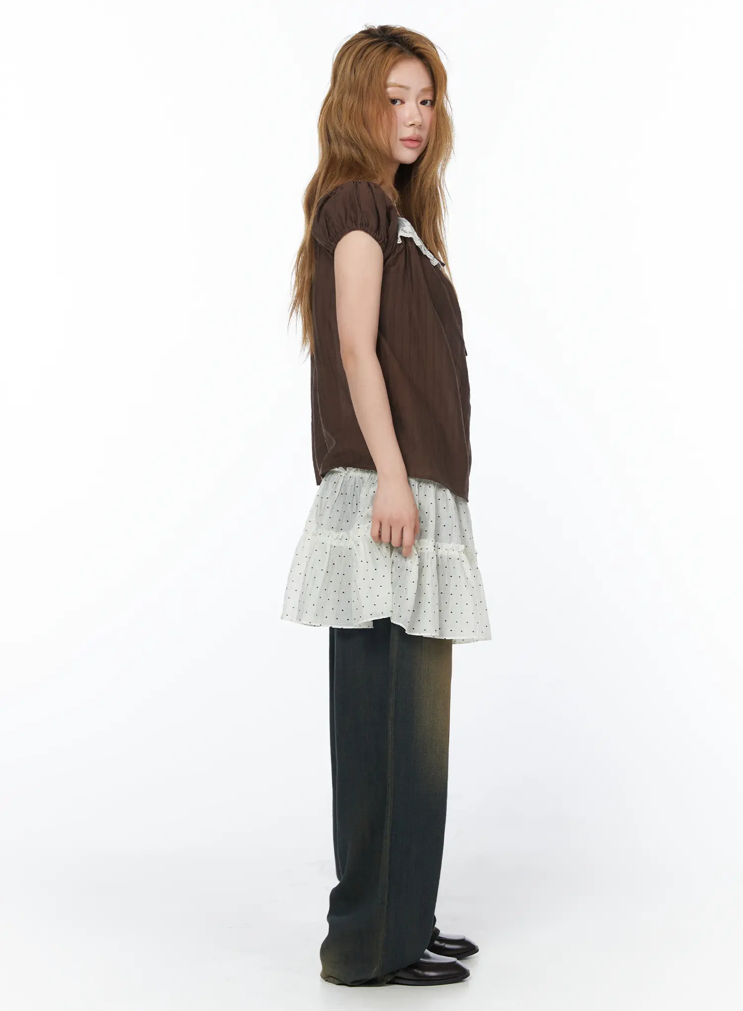 Lace Puff Sleeve Blouse CY505 - Image 4