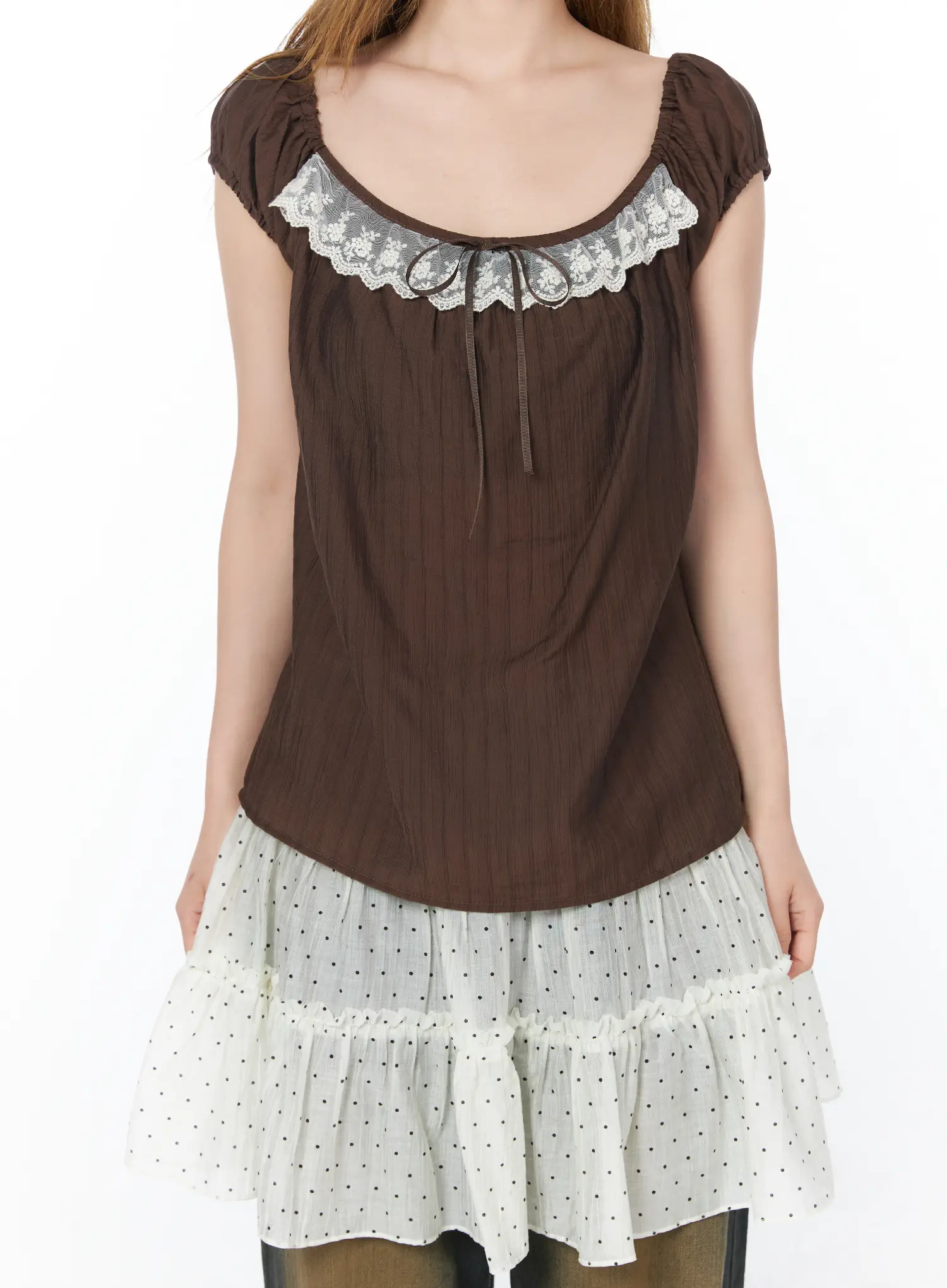 Lace Puff Sleeve Blouse CY505 - Image 8