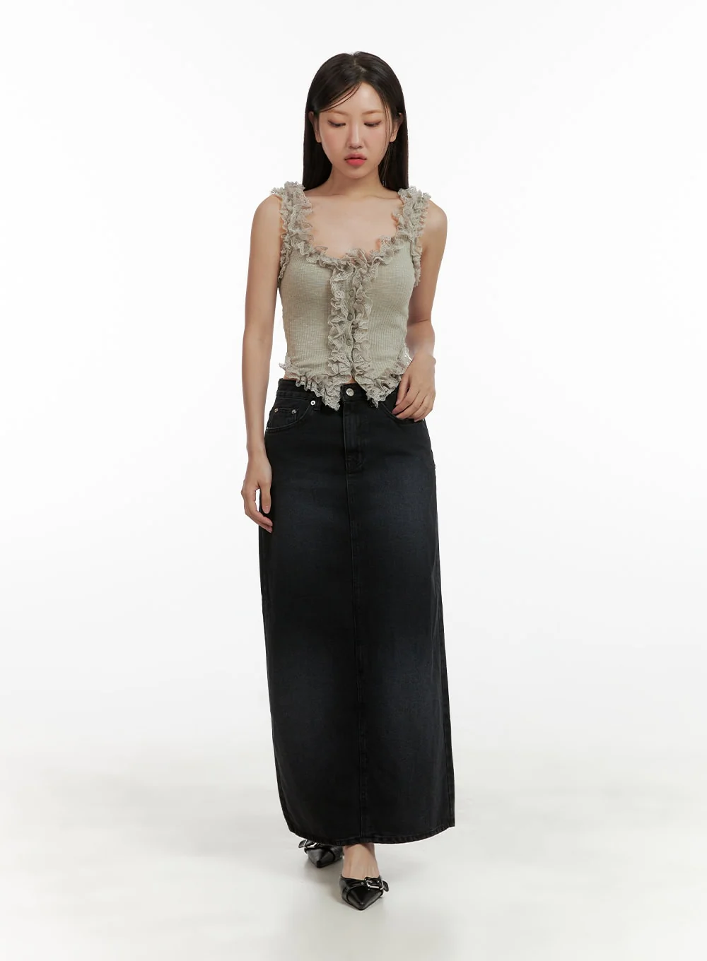 Lace Ruffle Hem Sleeveless Top CU405 - Image 2
