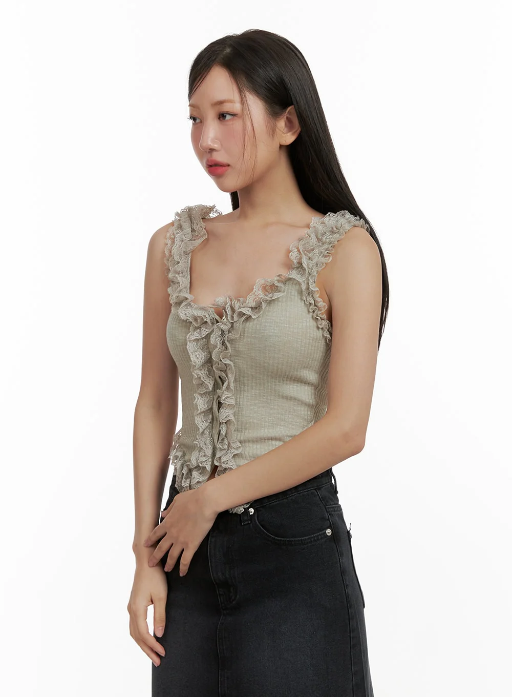 Lace Ruffle Hem Sleeveless Top CU405 - Image 4