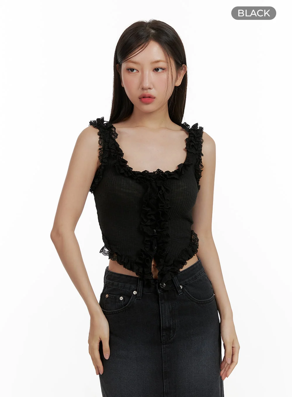 Lace Ruffle Hem Sleeveless Top CU405 - Image 8