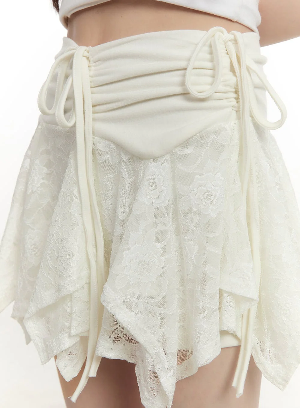 Lace Shirred Handkerchief Mini Skirt CM513 - Image 10