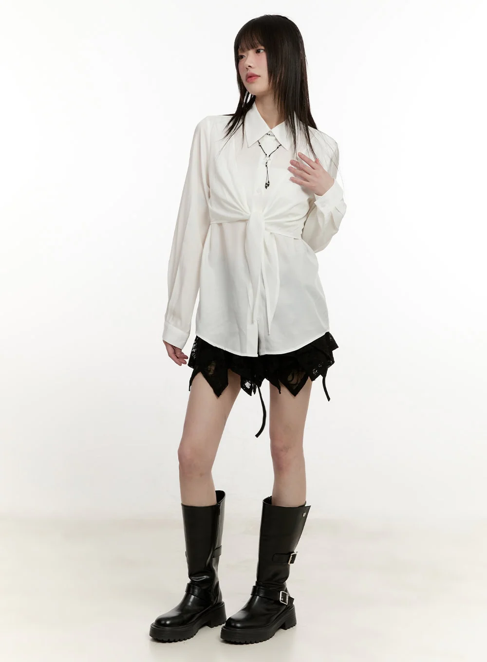 Lace Shirred Handkerchief Mini Skirt CM513 - Image 12