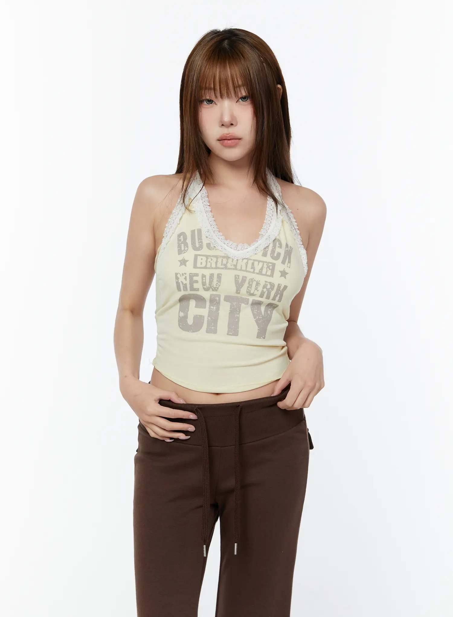 Lace Trim Halter Graphic Tank CY518 - Image 21