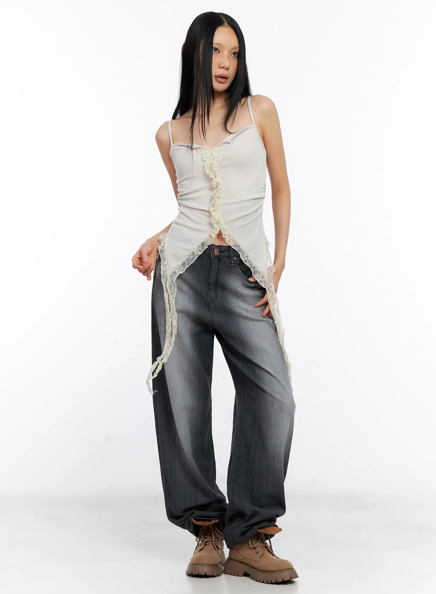 Lace-Trim Ruffle Tank Top CL529 - Image 3