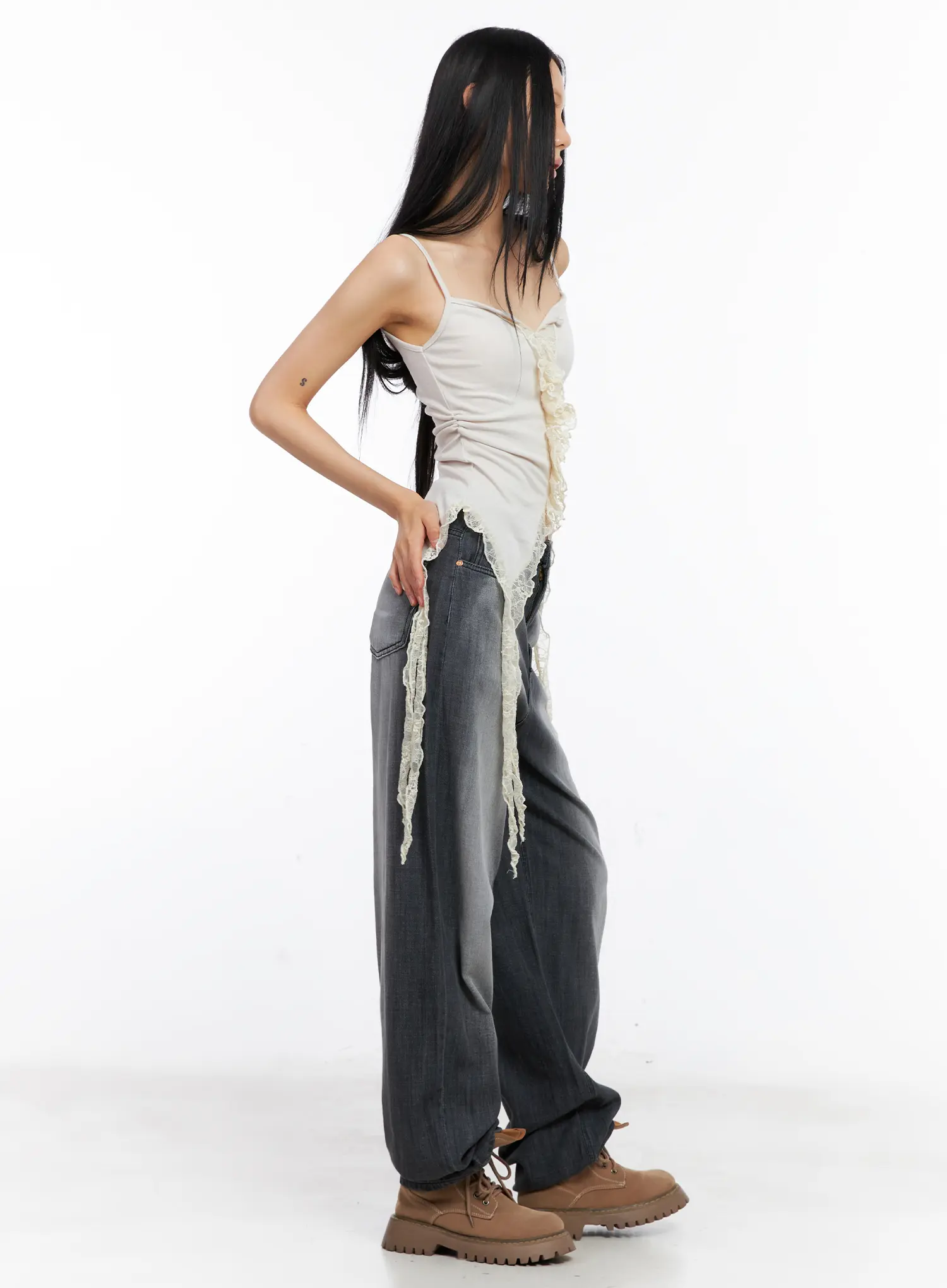 Lace-Trim Ruffle Tank Top CL529 - Image 4