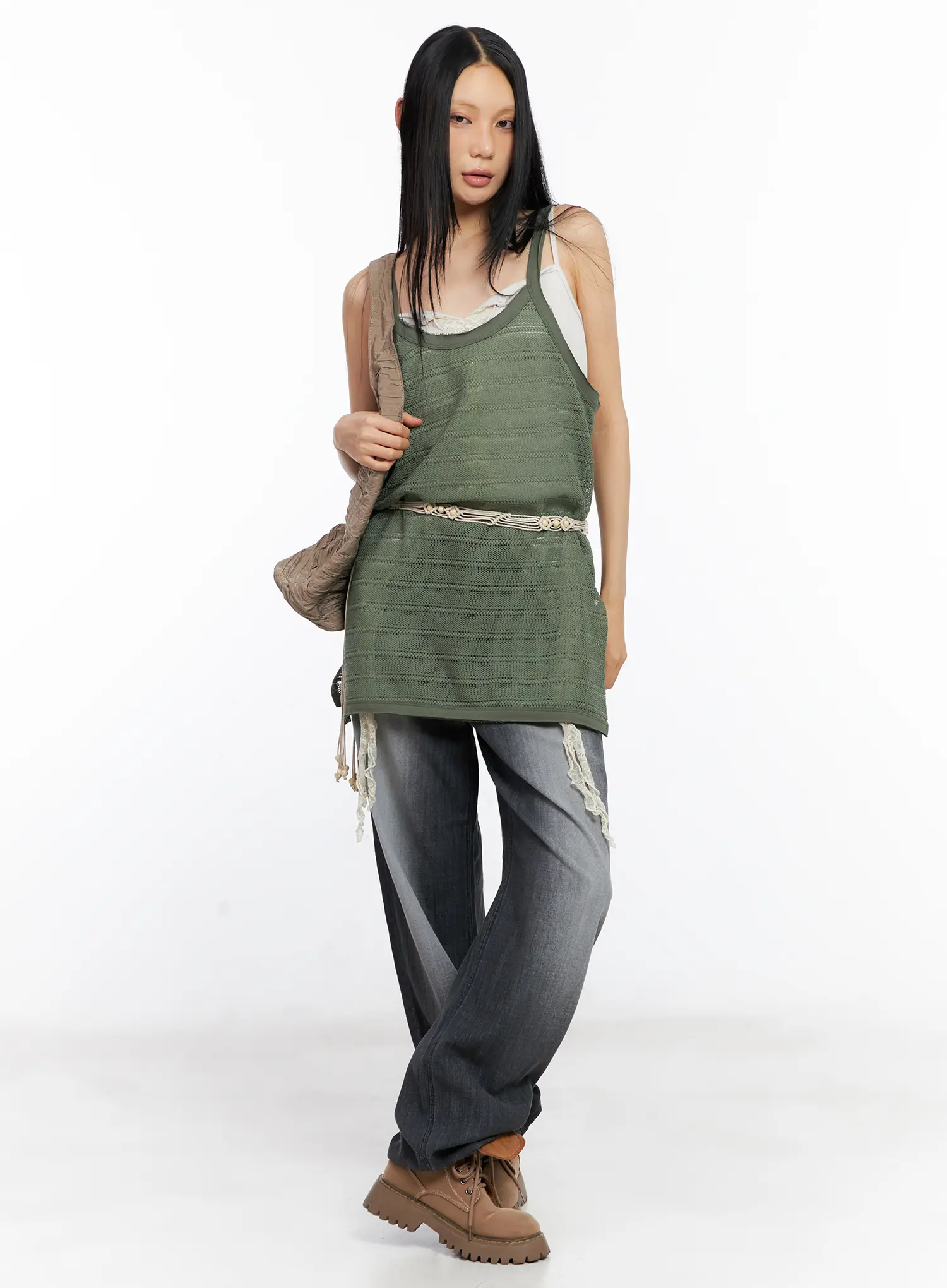 Lace-Trim Ruffle Tank Top CL529 - Image 6