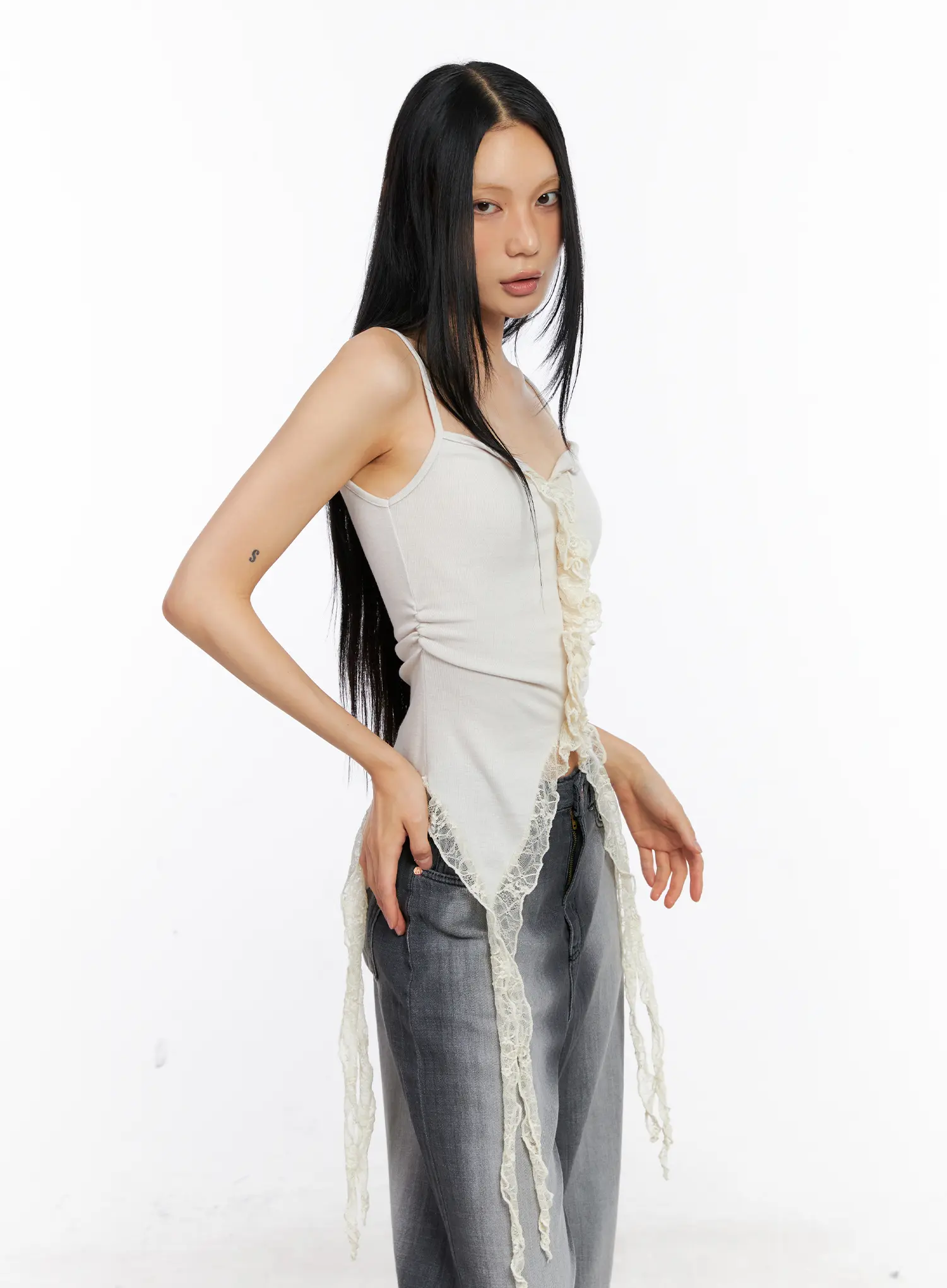 Lace-Trim Ruffle Tank Top CL529 - Image 7