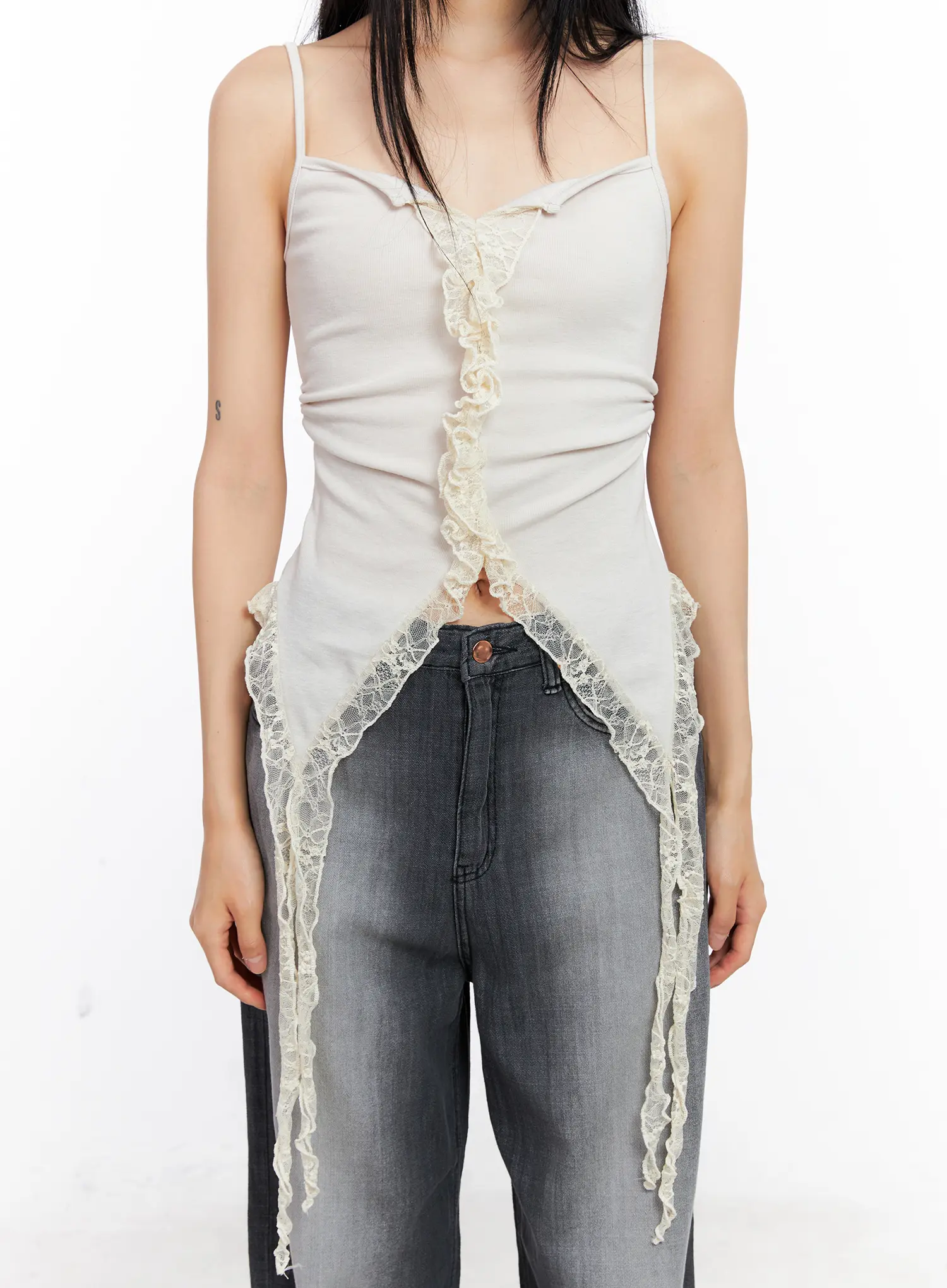 Lace-Trim Ruffle Tank Top CL529 - Image 9