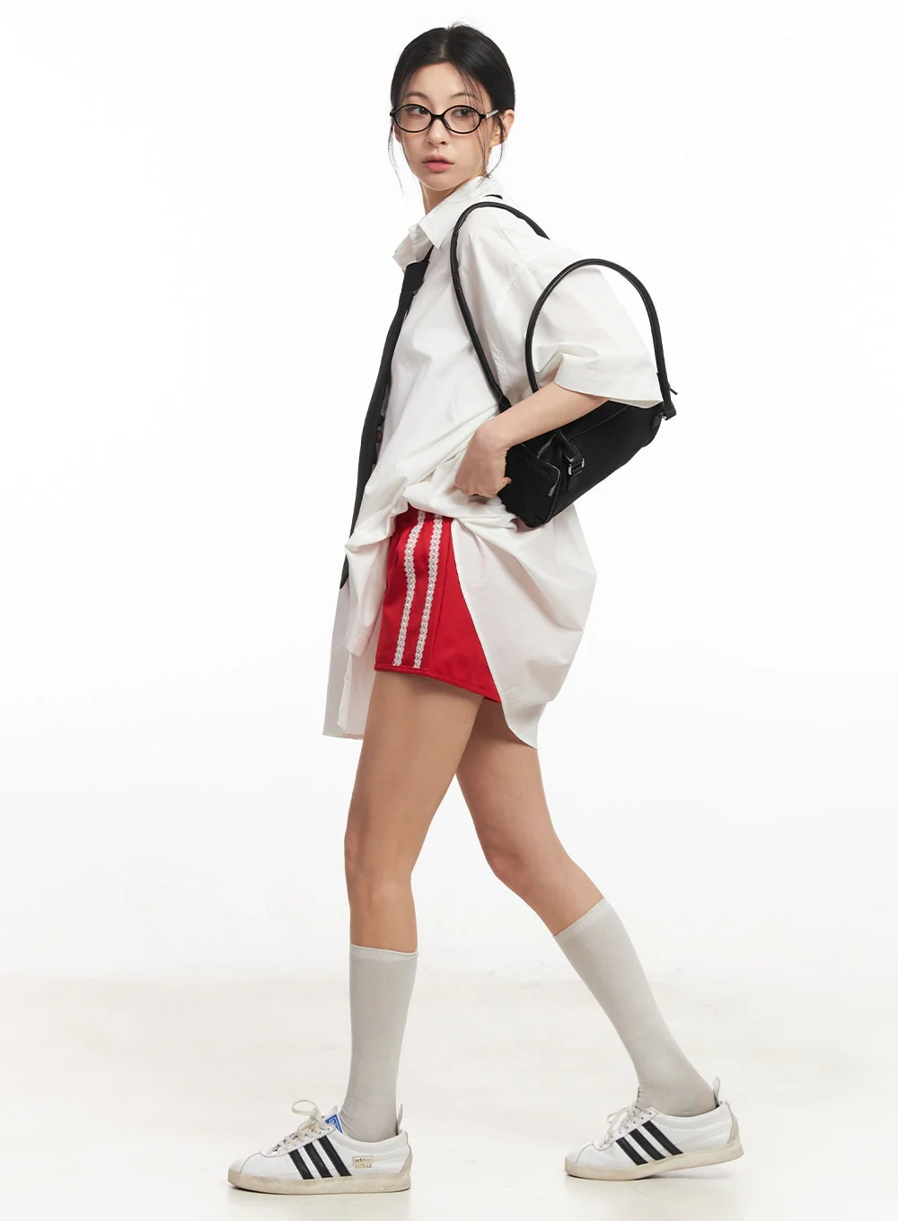 Lace-Trim Striped Shorts CA514 - Image 6