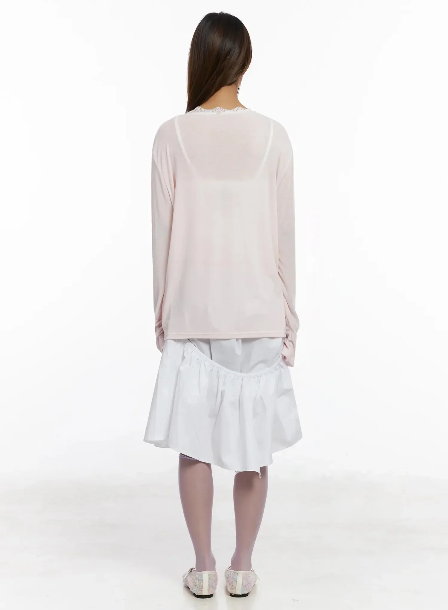 Lace Trim V-Neck Relaxed Top IY504 - Image 12