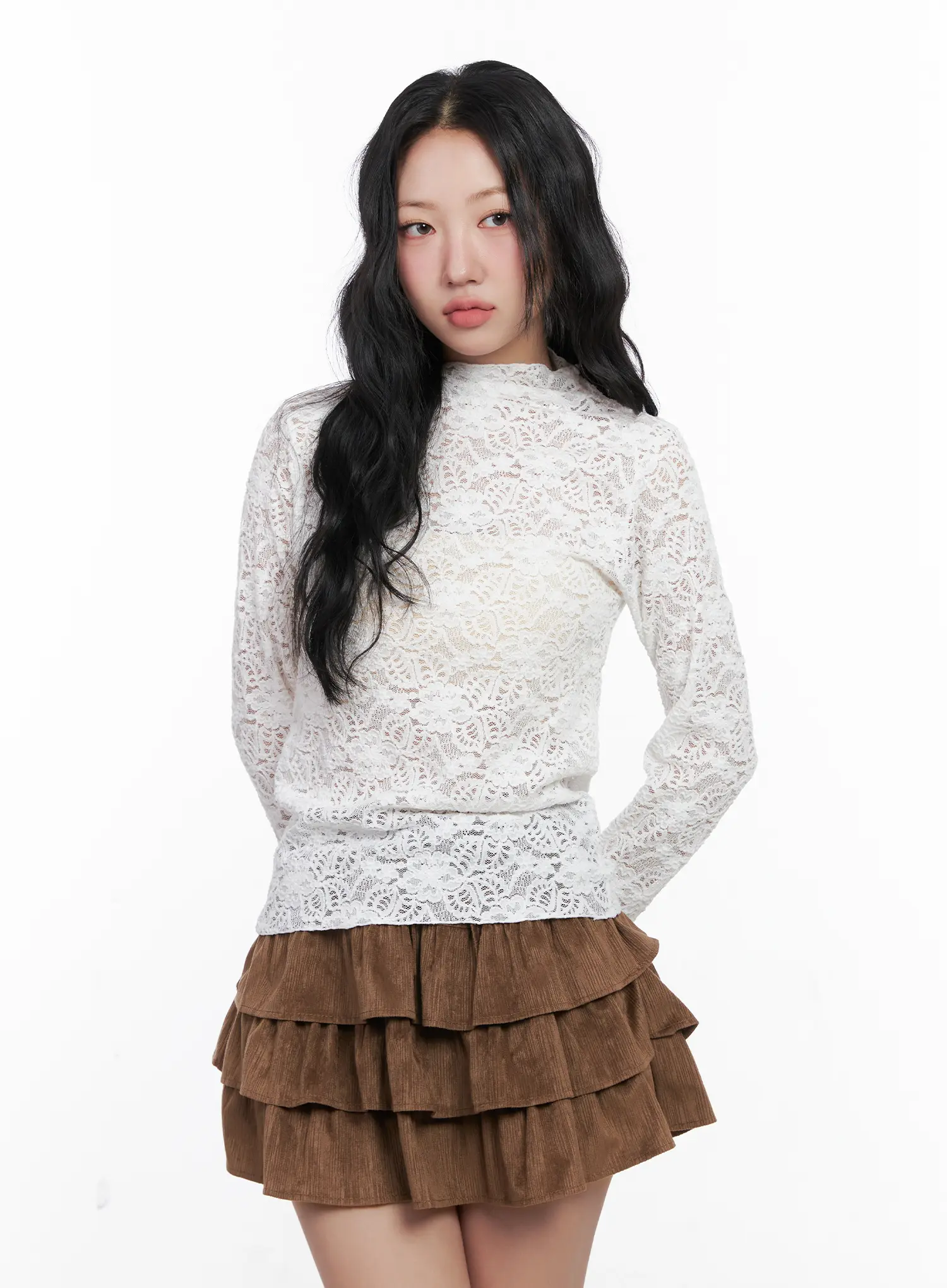 Lace Turtleneck Long Sleeve Top CN514 - Image 6