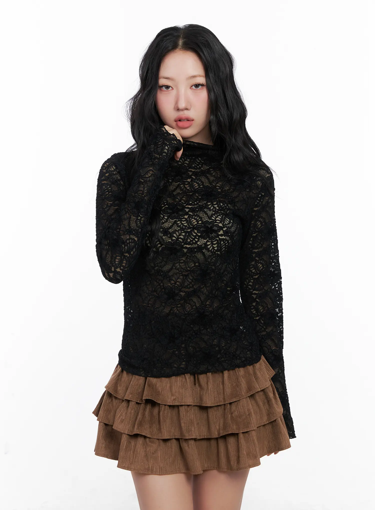 Lace Turtleneck Long Sleeve Top CN514 - Image 9