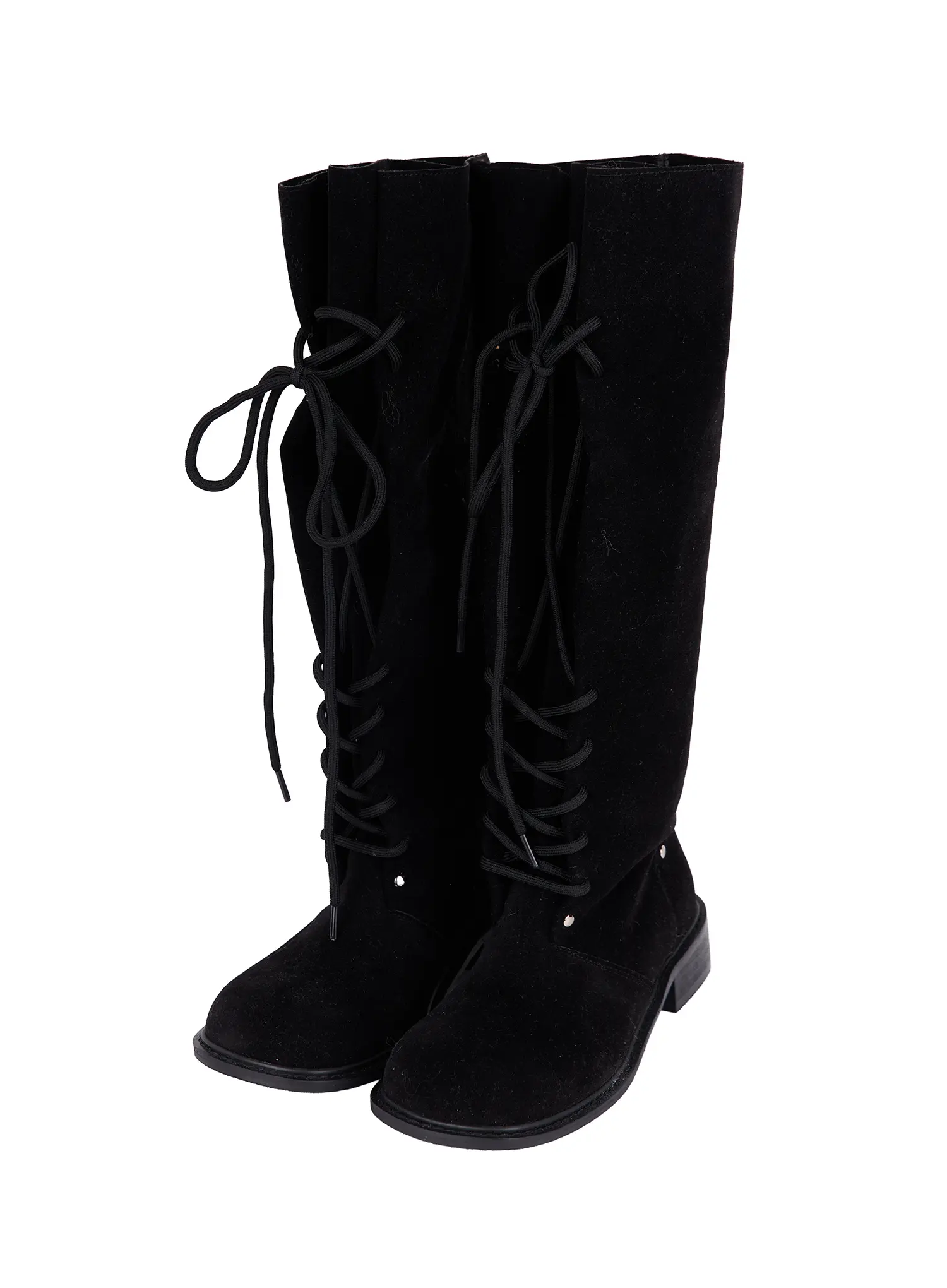 Lace-Up Suede Knee-High Boots CY519 - Image 11