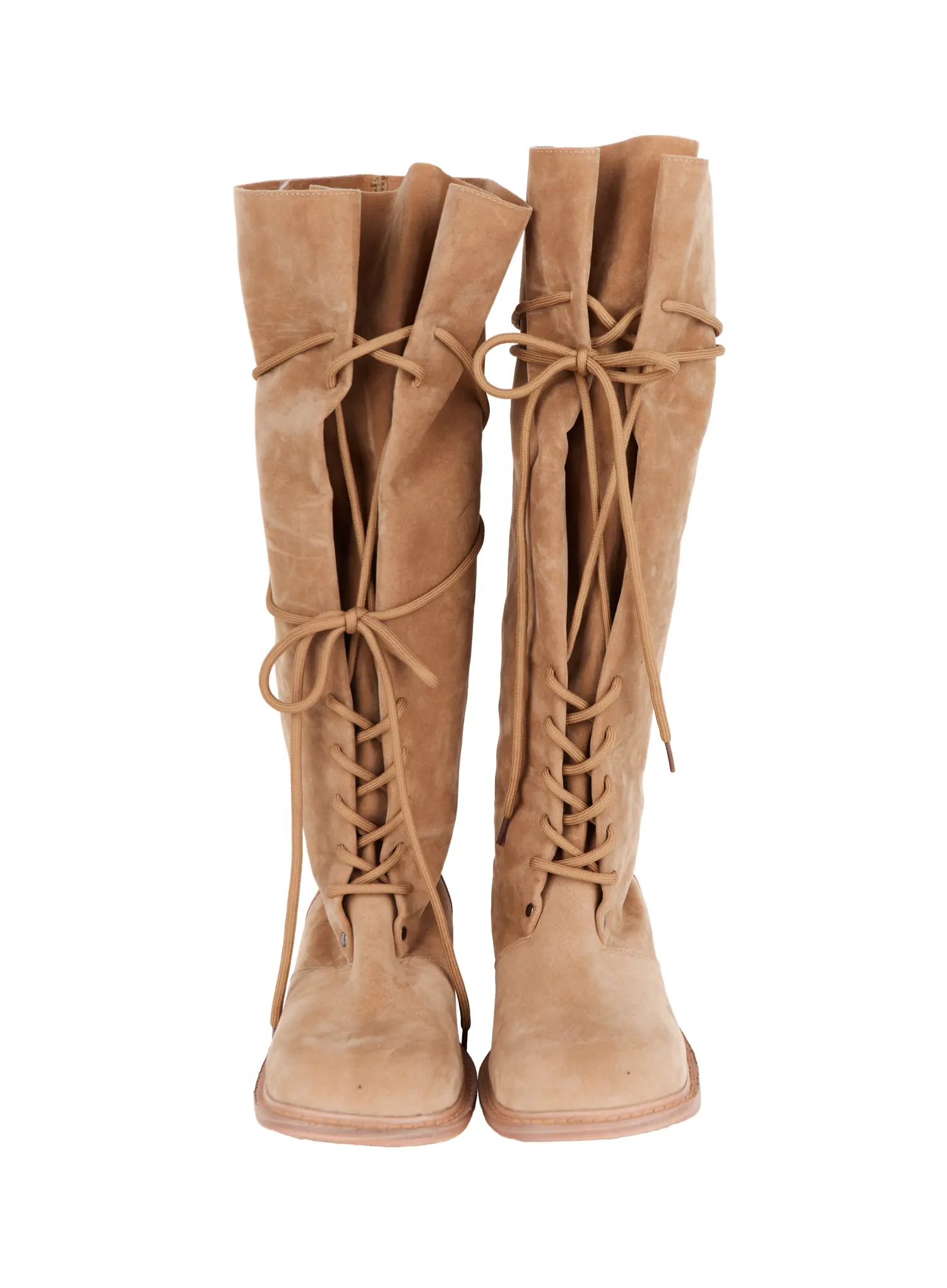 Lace-Up Suede Knee-High Boots CY519 - Image 7