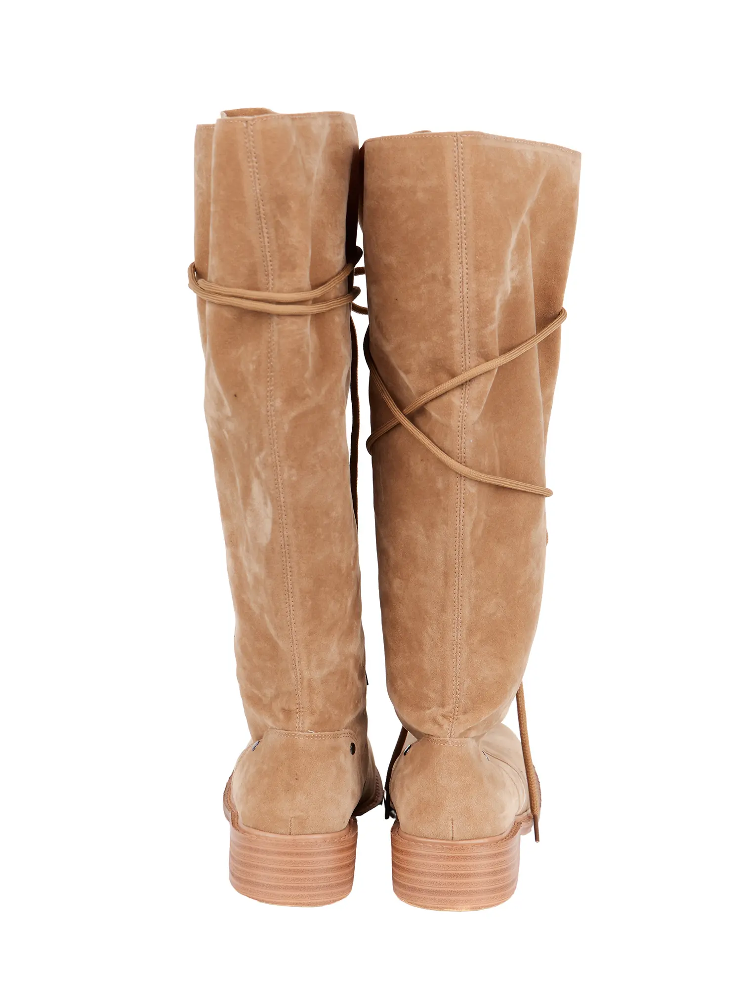 Lace-Up Suede Knee-High Boots CY519 - Image 9
