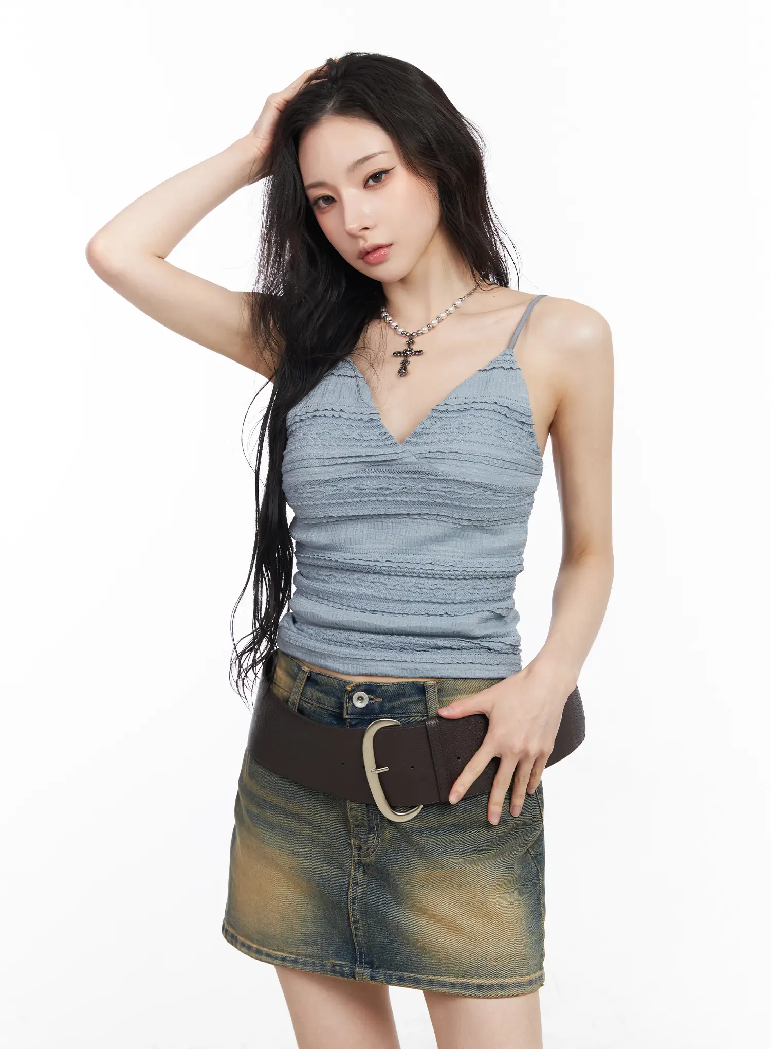 Lace V-Neck Crop Tank CM518 - Image 2
