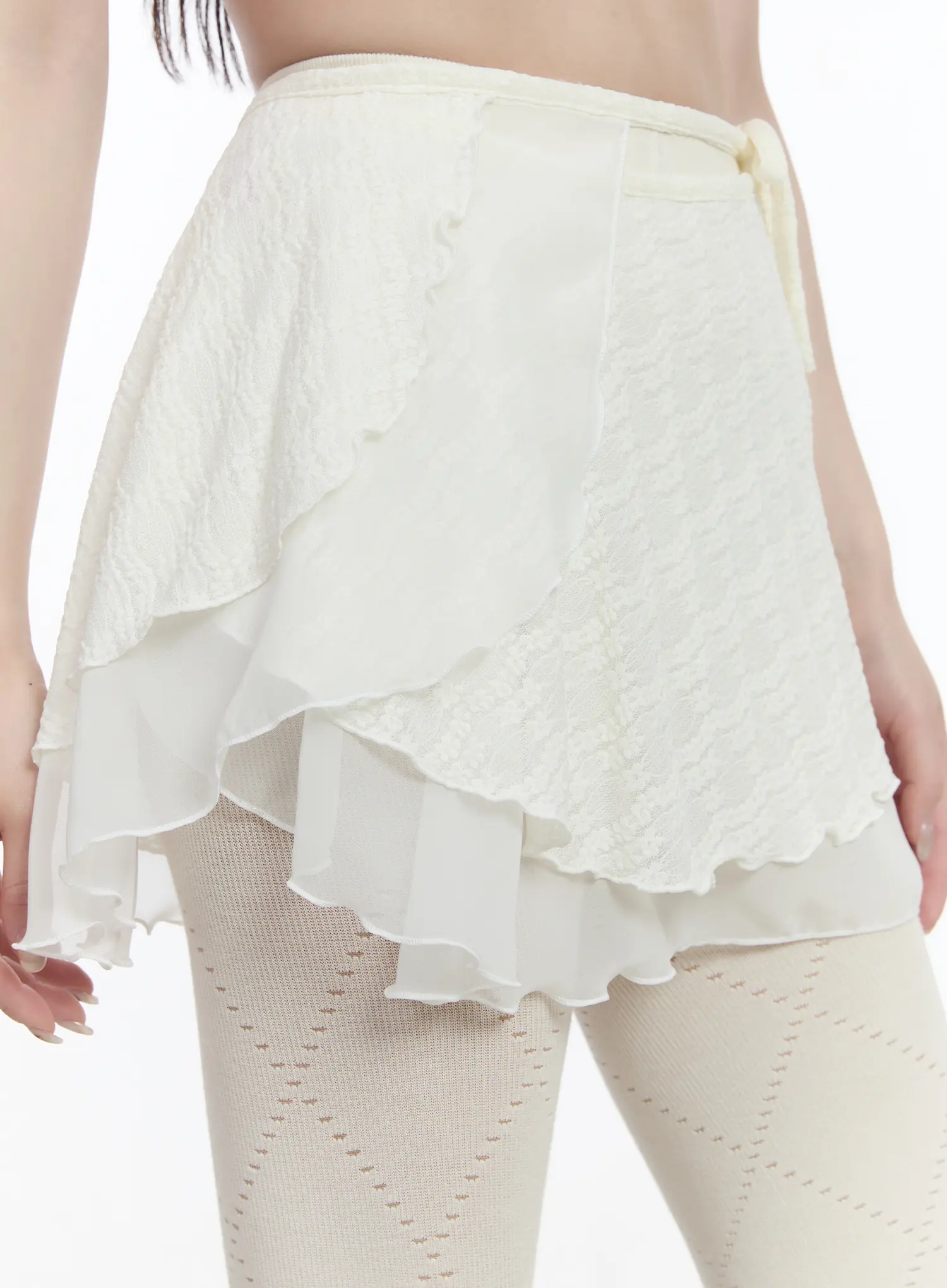 Lace Wrap Mini Skirt CA503 - Image 10