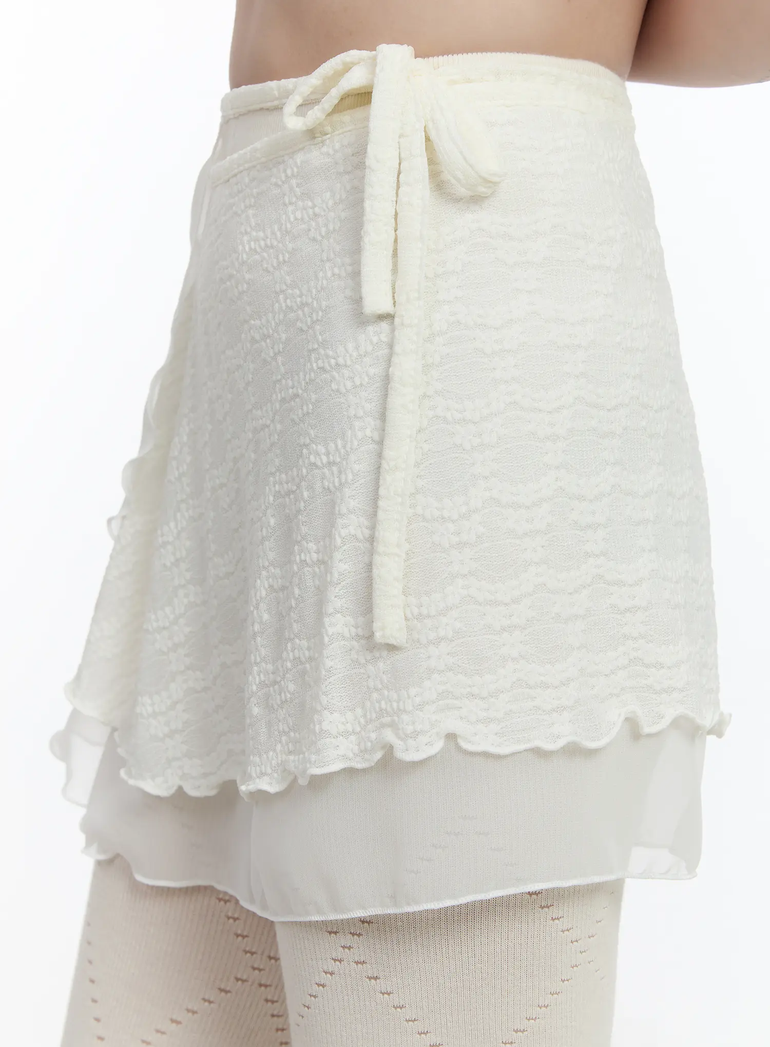 Lace Wrap Mini Skirt CA503 - Image 11