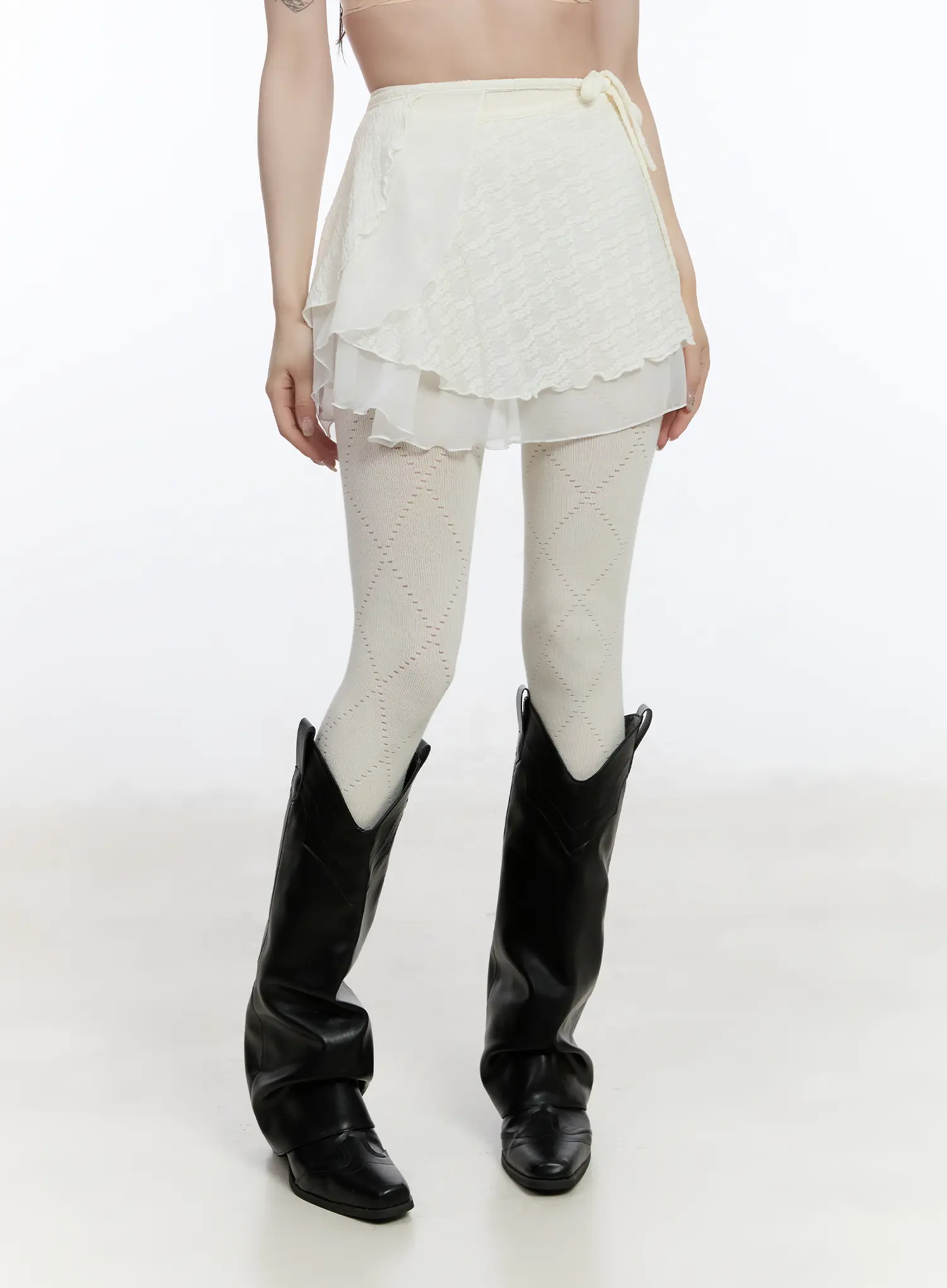 Lace Wrap Mini Skirt CA503 - Image 12