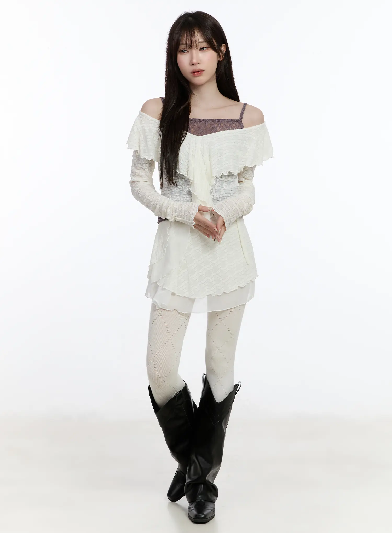 Lace Wrap Mini Skirt CA503 - Image 6