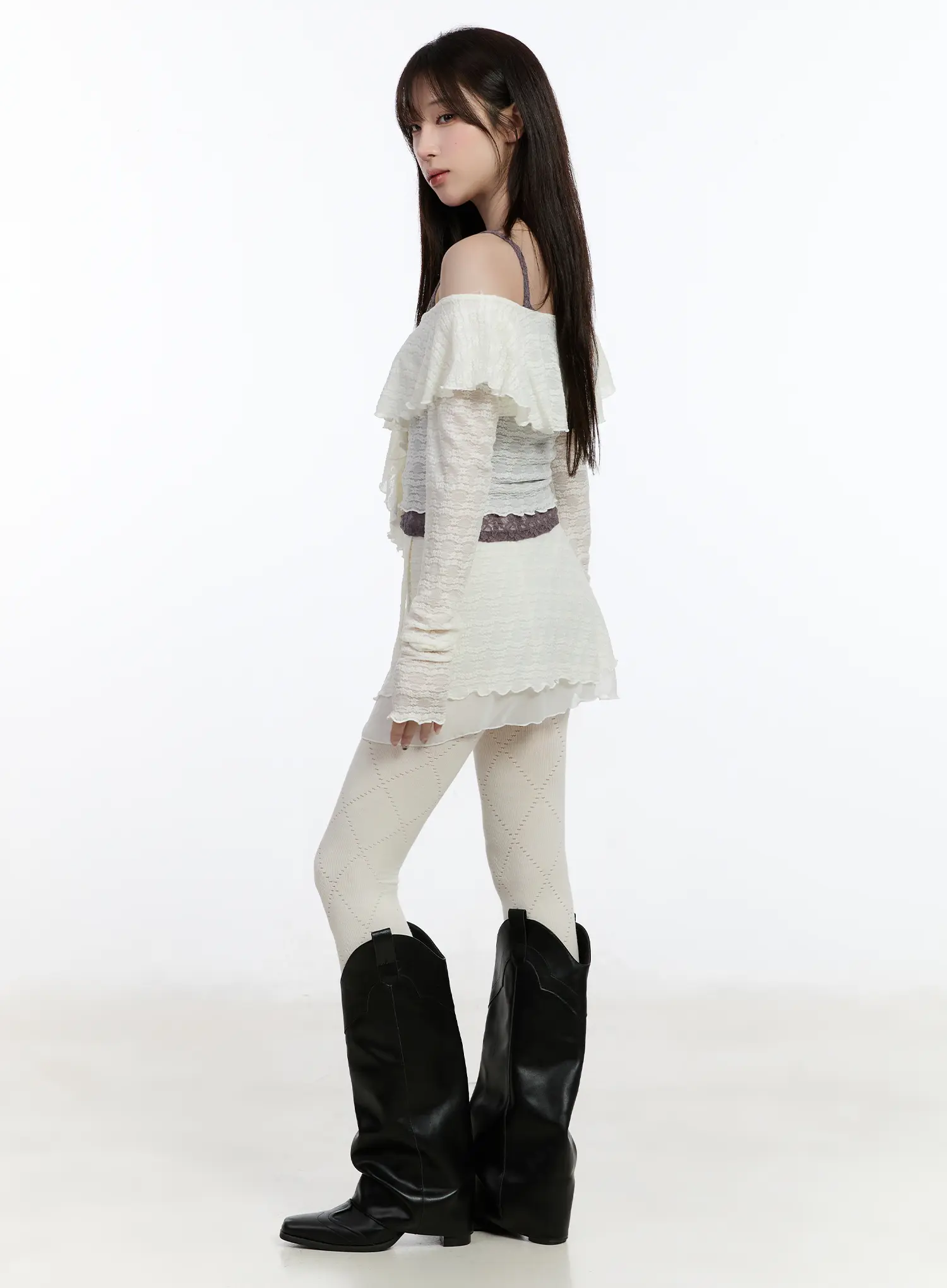 Lace Wrap Mini Skirt CA503 - Image 7