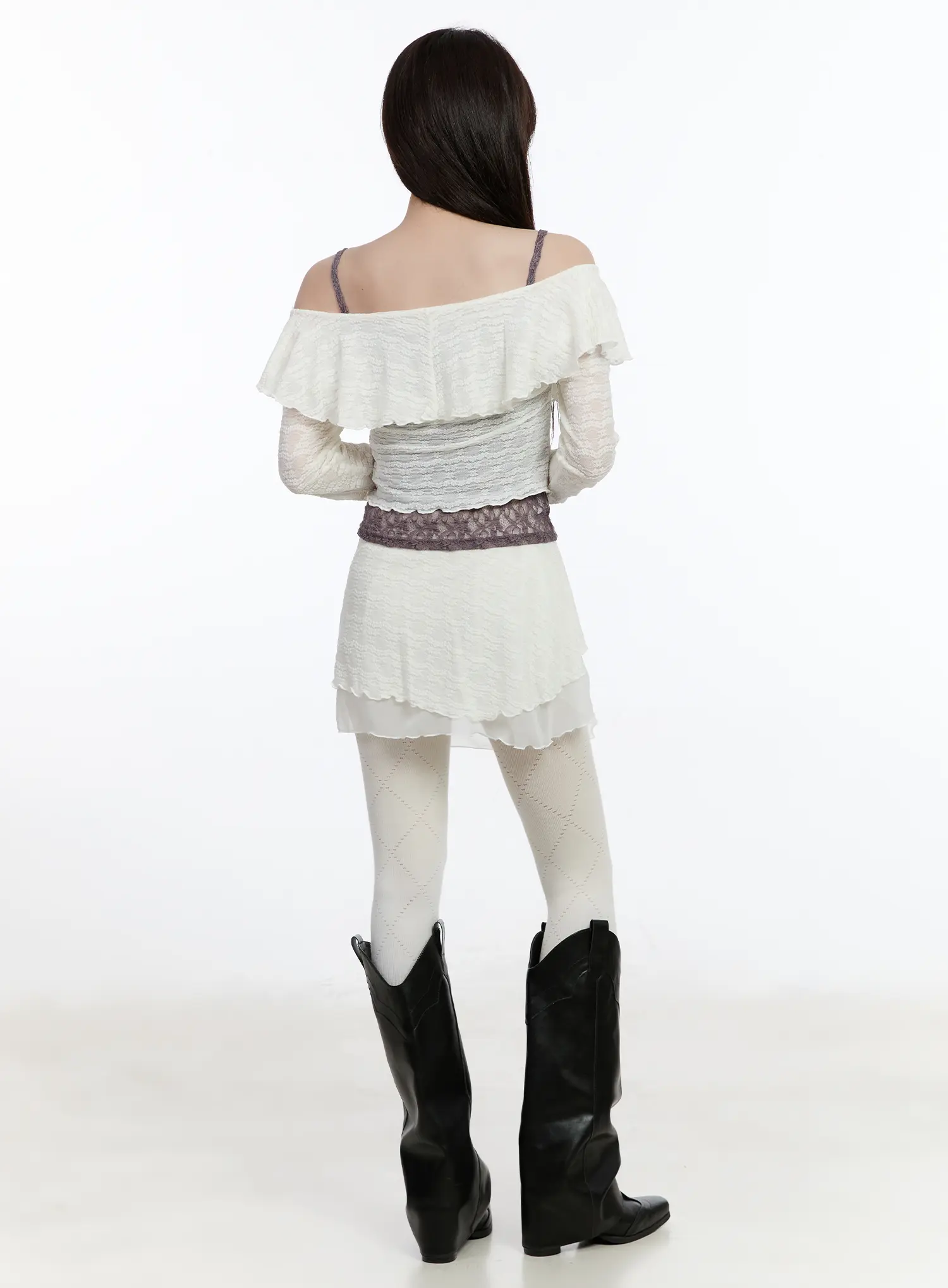 Lace Wrap Mini Skirt CA503 - Image 8