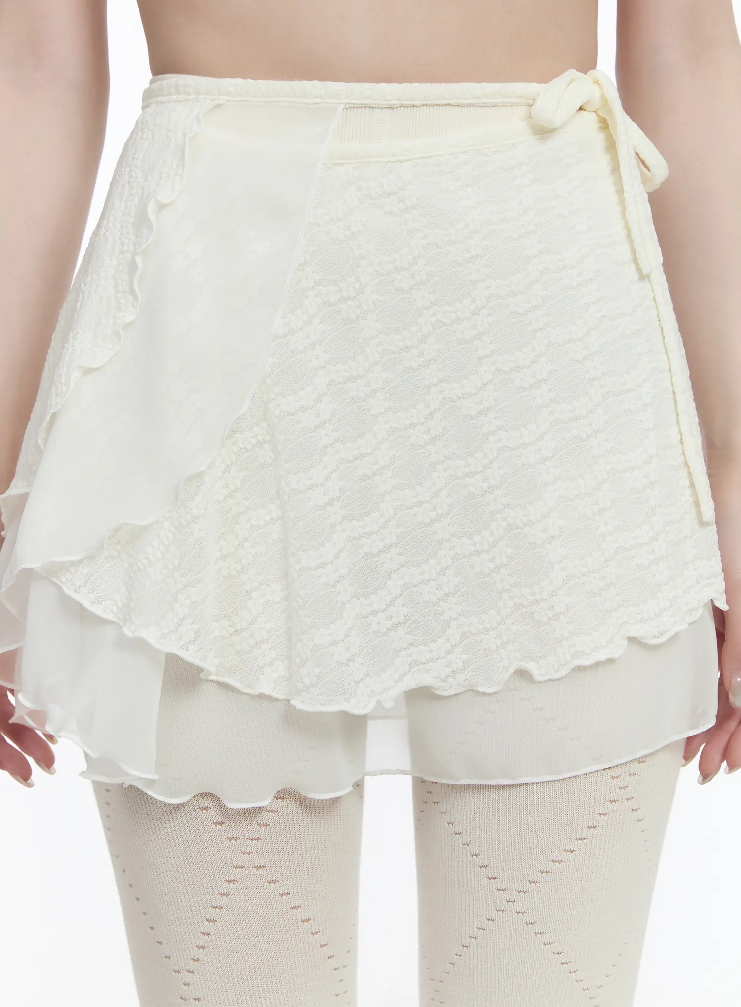 Lace Wrap Mini Skirt CA503 - Image 9