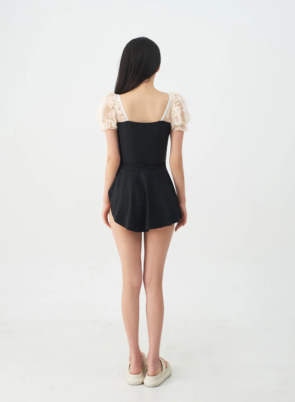 Lacy Shoulder Onepiece Swimsuit and Wrap Skirt Set IJ13 - Image 19