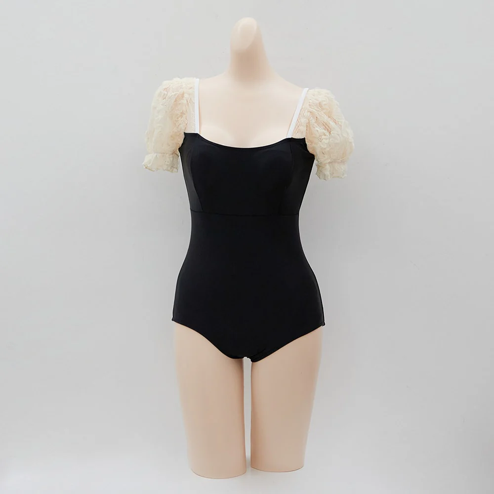 Lacy Shoulder Onepiece Swimsuit and Wrap Skirt Set IJ13 - Image 20