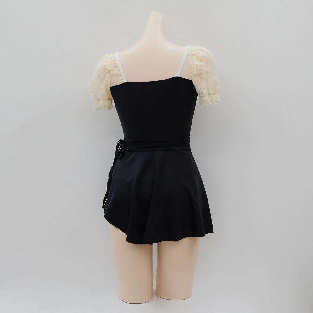 Lacy Shoulder Onepiece Swimsuit and Wrap Skirt Set IJ13 - Image 23