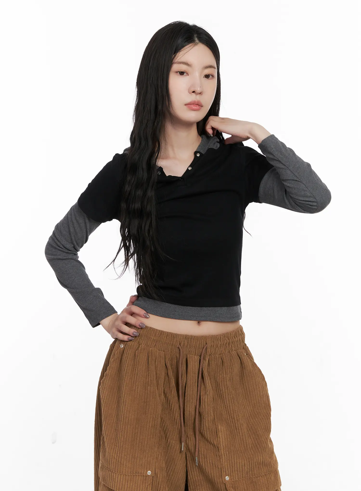 Layered Colorblock Hooded Long Sleeve CN512 - Image 11