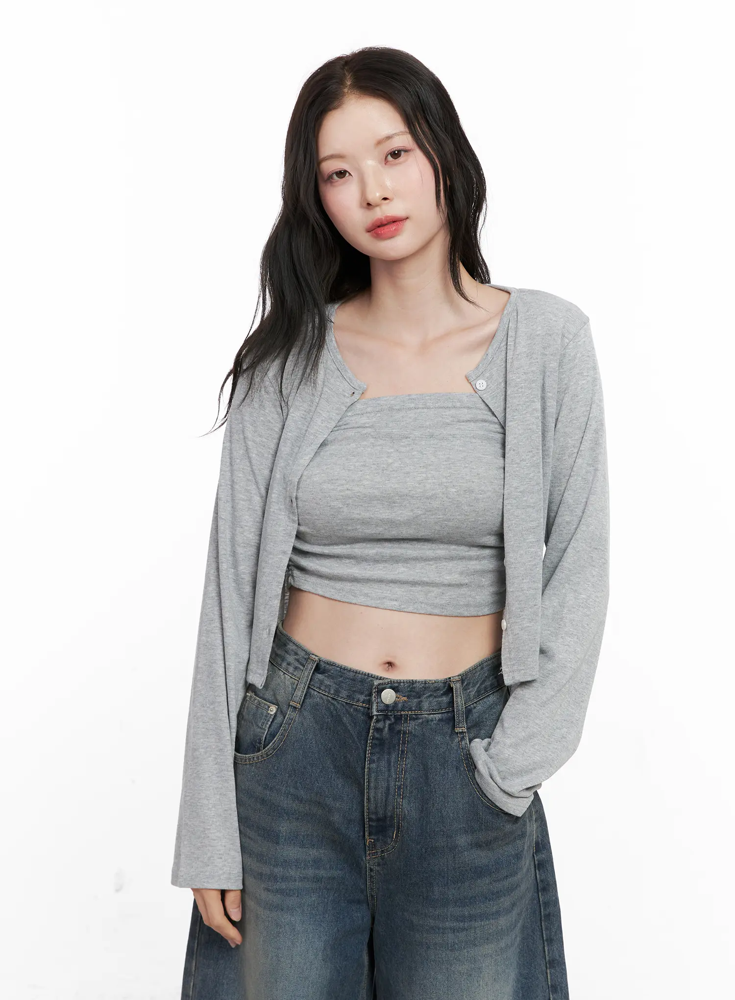 Layered Crop Cardigan Set CN504 - Image 2