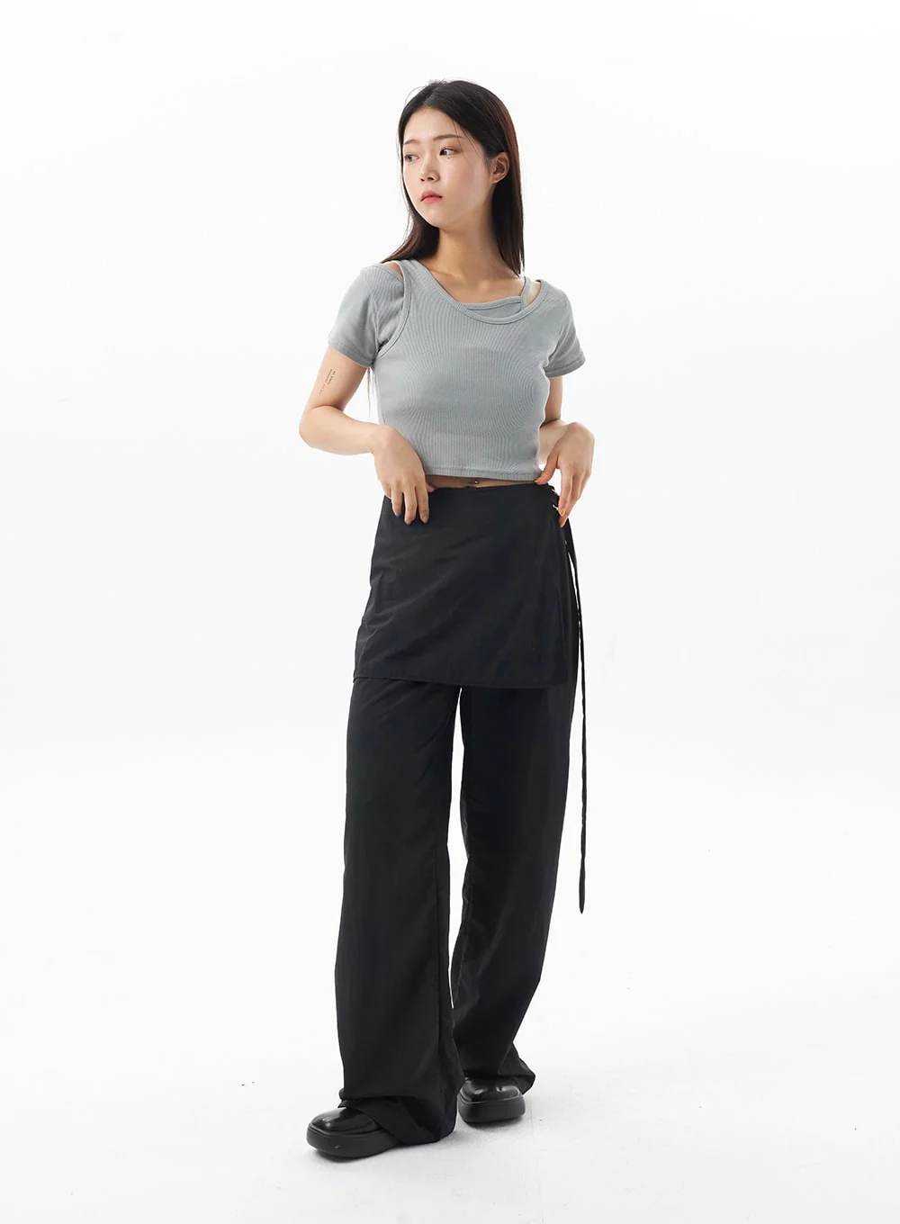 Layered Cropped Tee OU319 - Image 2