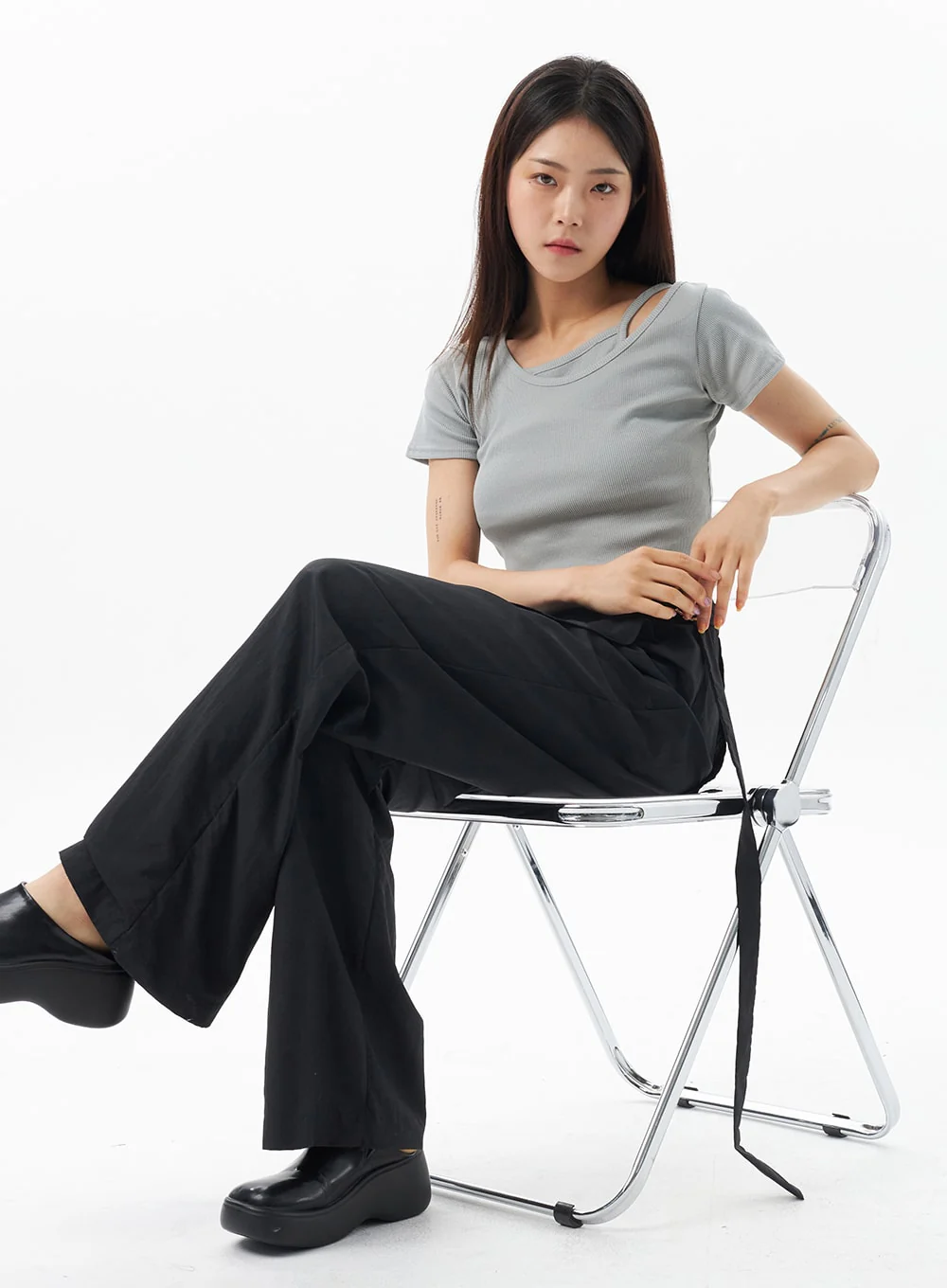 Layered Cropped Tee OU319 - Image 7