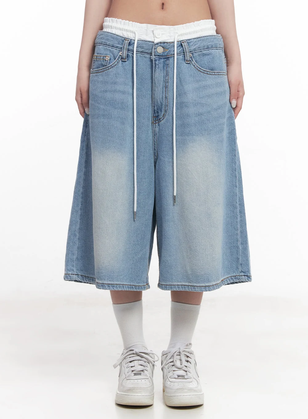 Layered Drawstring Baggy Jorts CY527