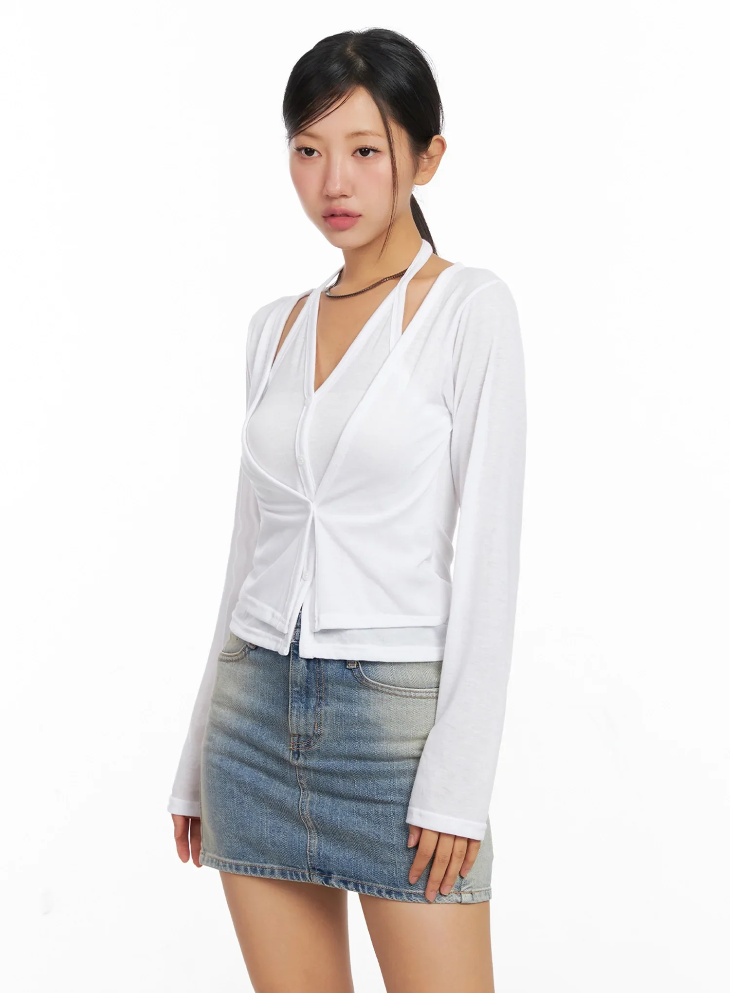 Layered Halter Cardigan IG527 - Image 10