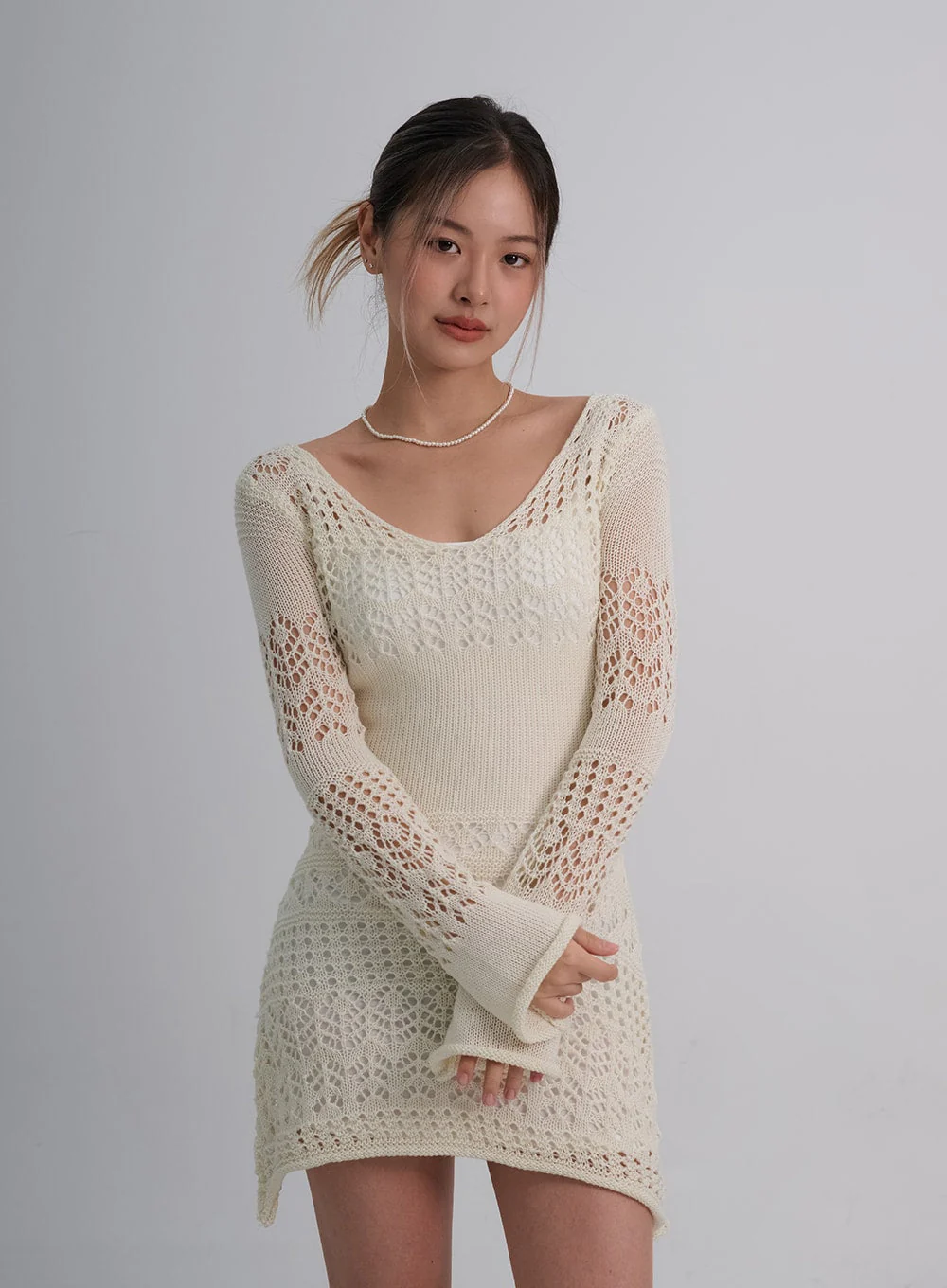 Layered Knit Mini Dress And Thin Straps Mini Dress Set CO19 - Image 7